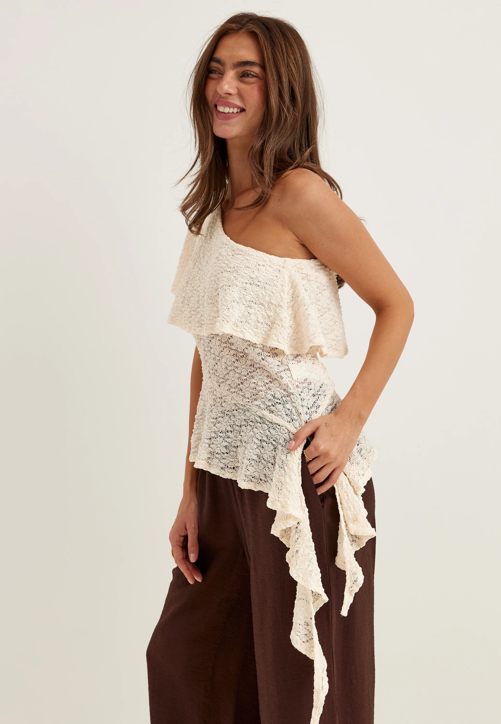 Asymmetric Frill Lace Top - Image 4