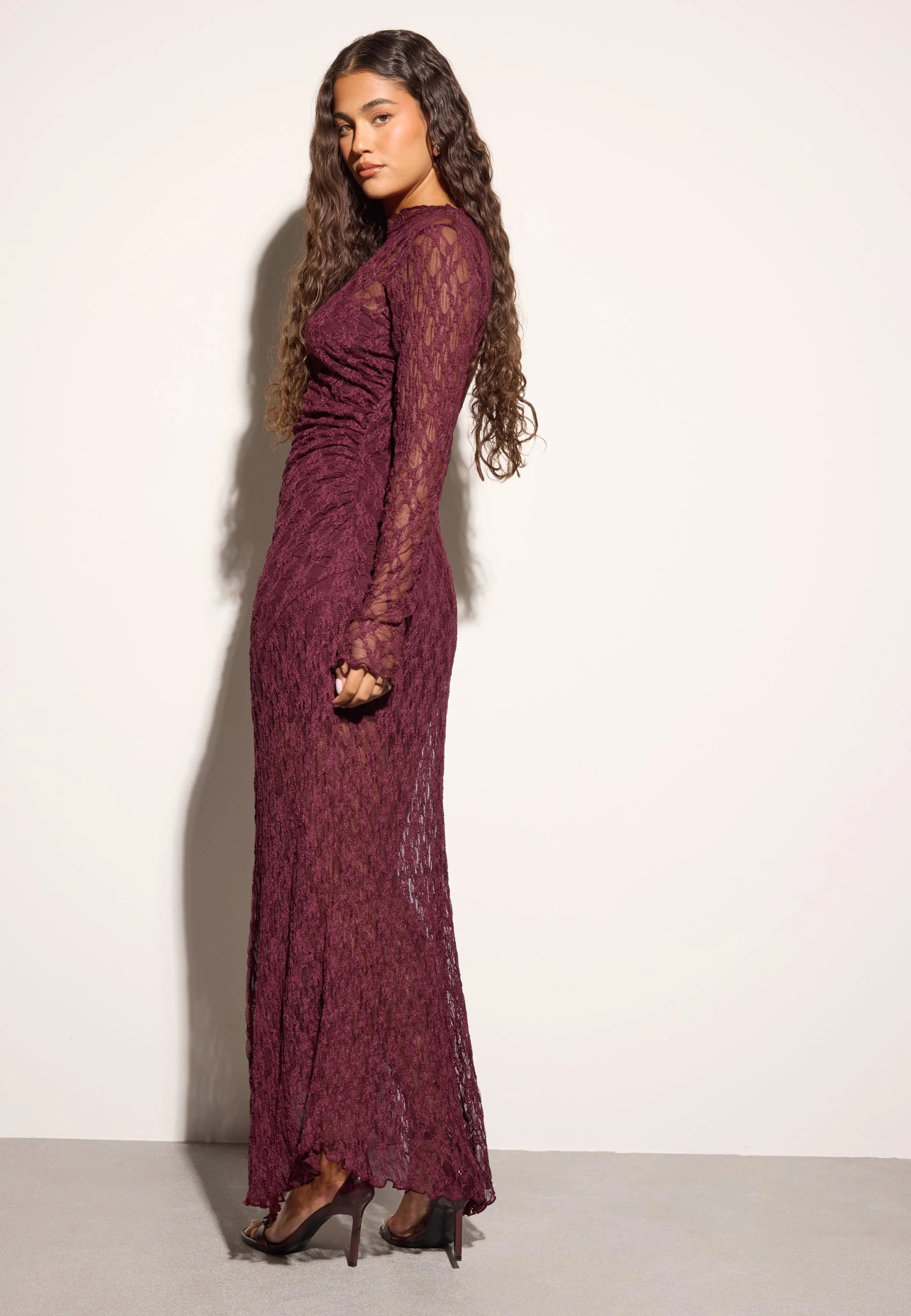 Asymmetric Lace Maxi Dress - Image 3