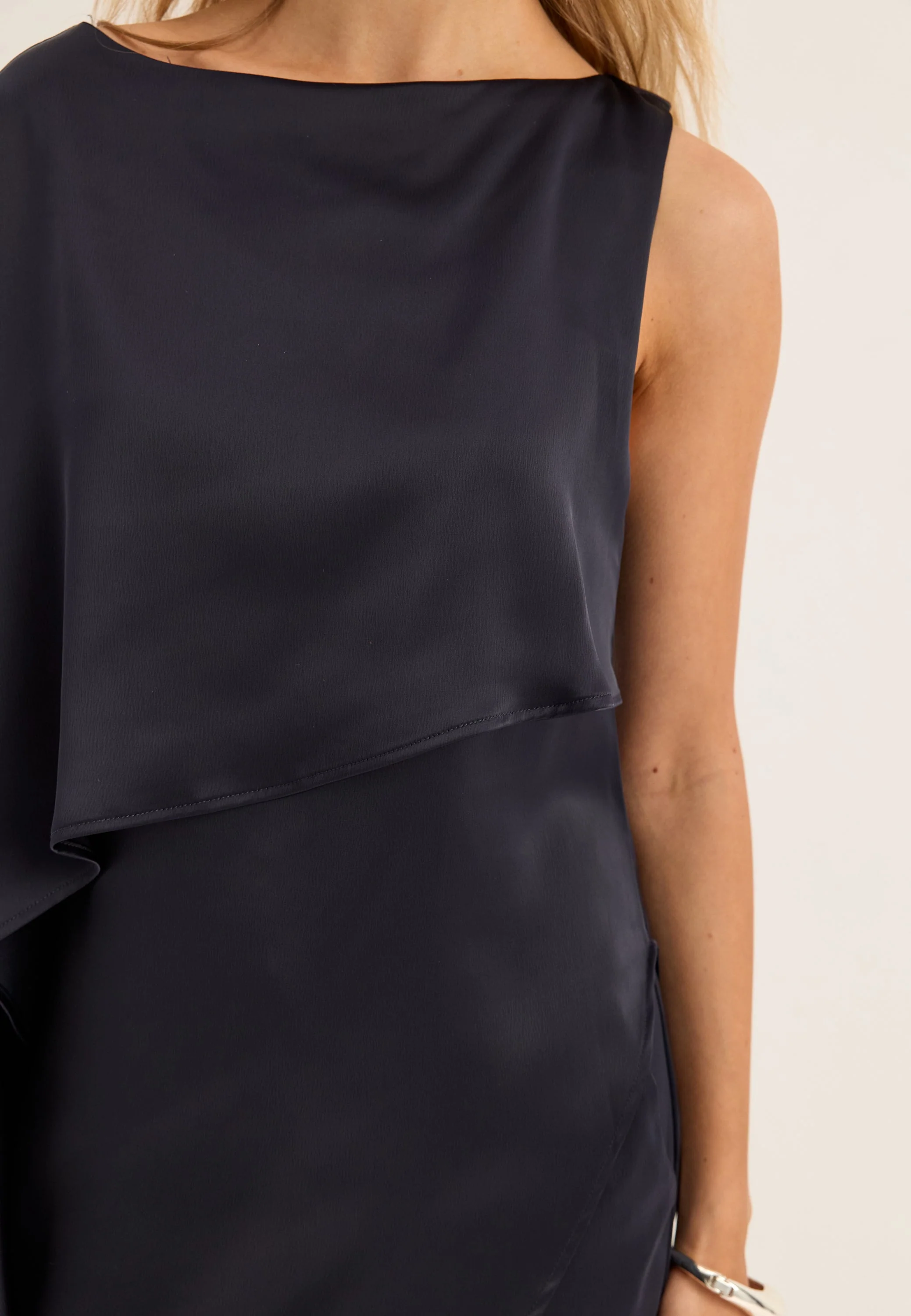 Asymmetric One Shoulder Satin Top - Image 7