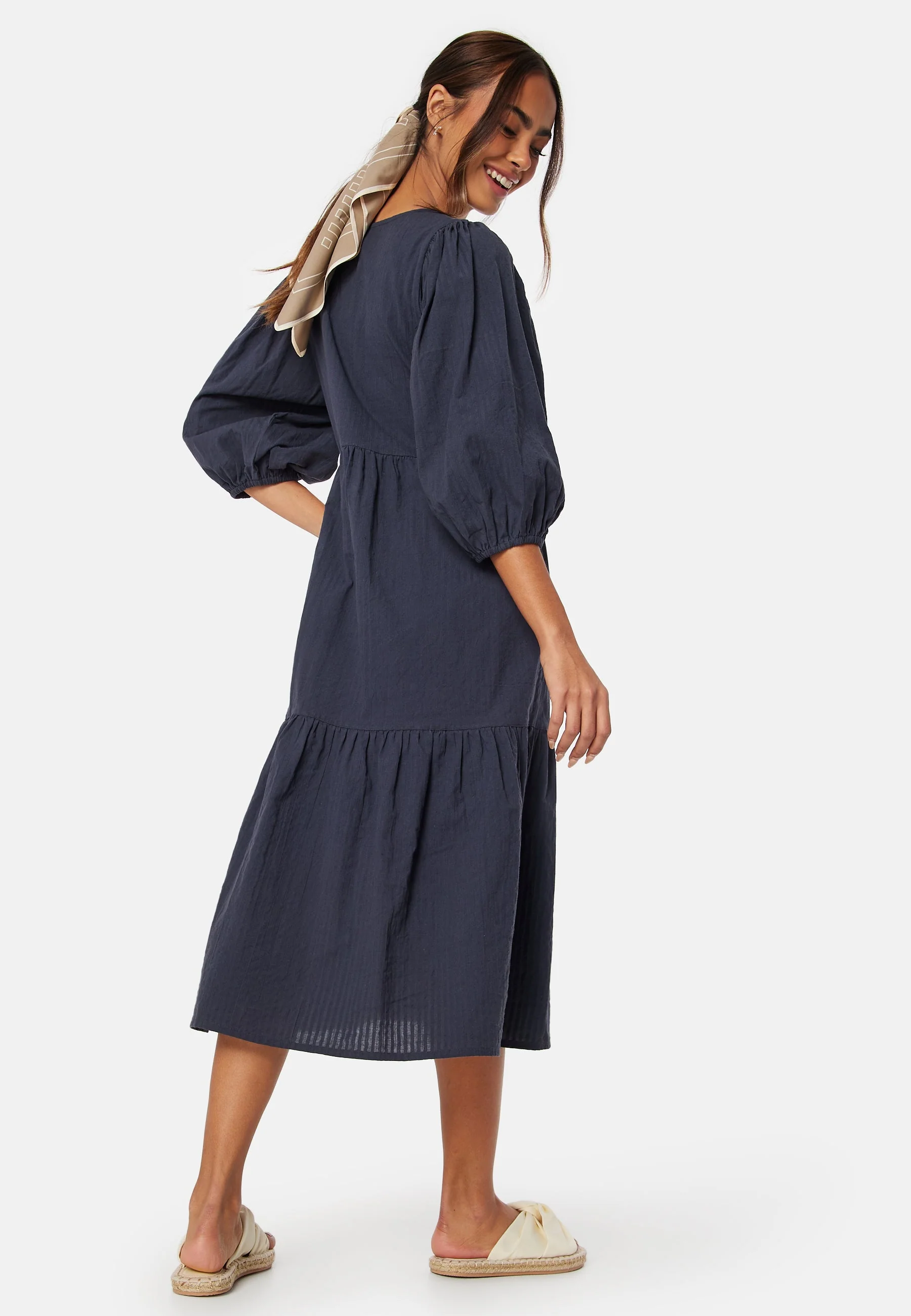 Balloon Sleeve Cotton Dress - Image 2