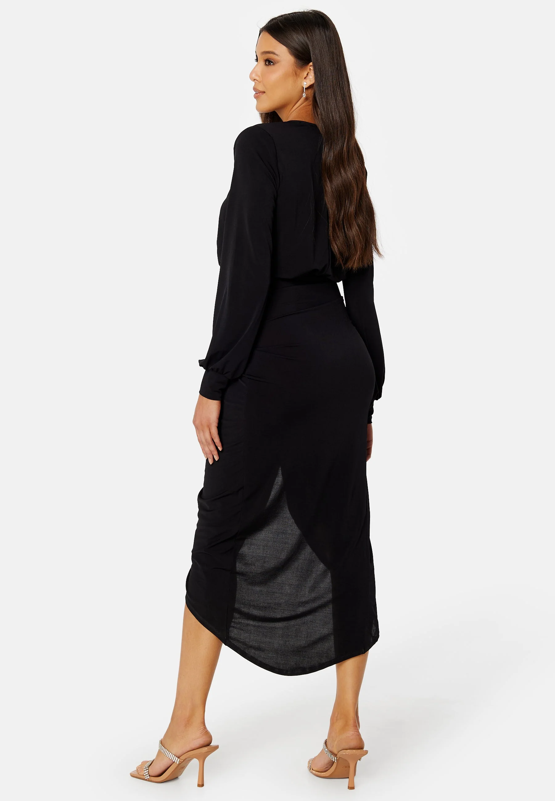 Balloon Sleeve Rouch Dress - Image 2