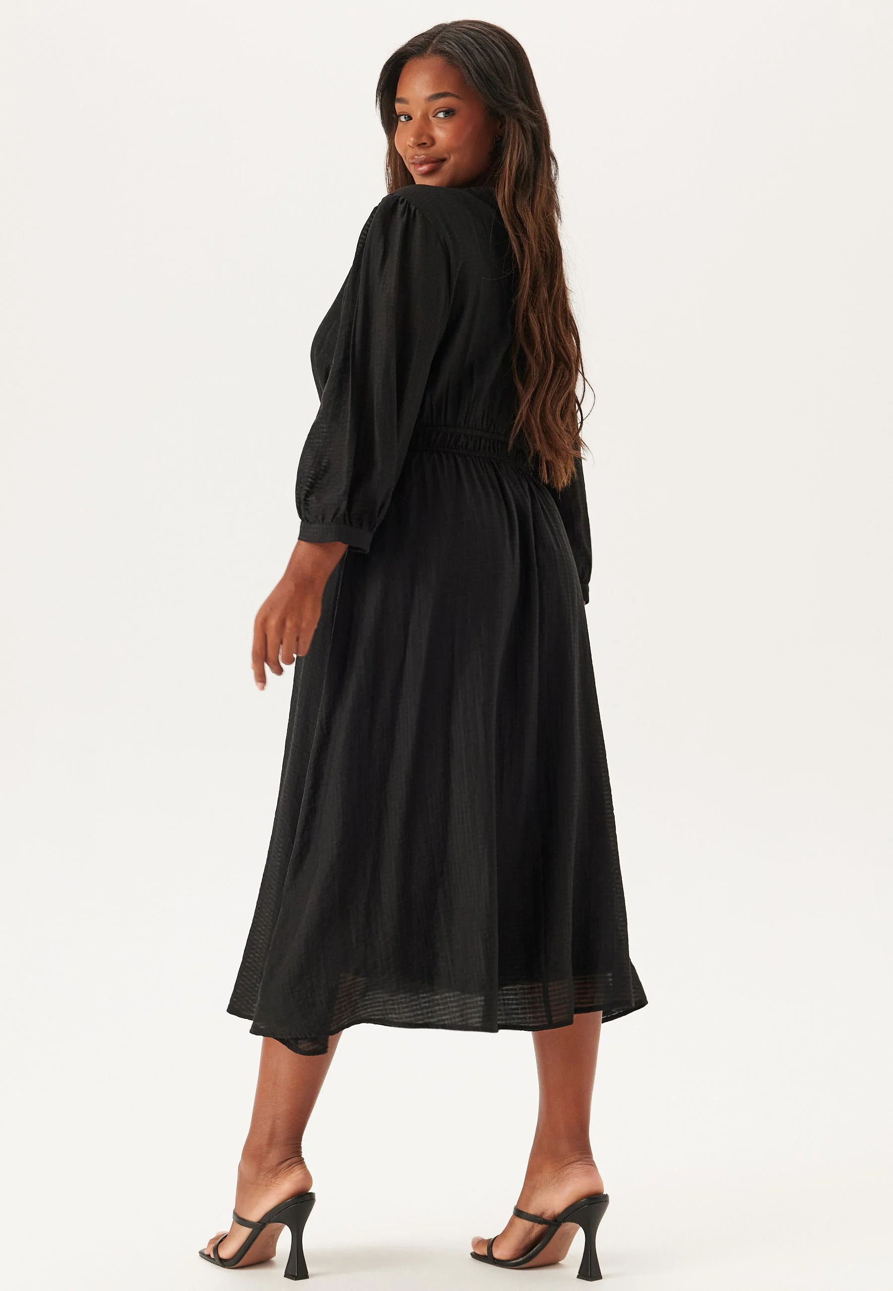 Balloon Sleeve Structured Midi Dress - Image 7