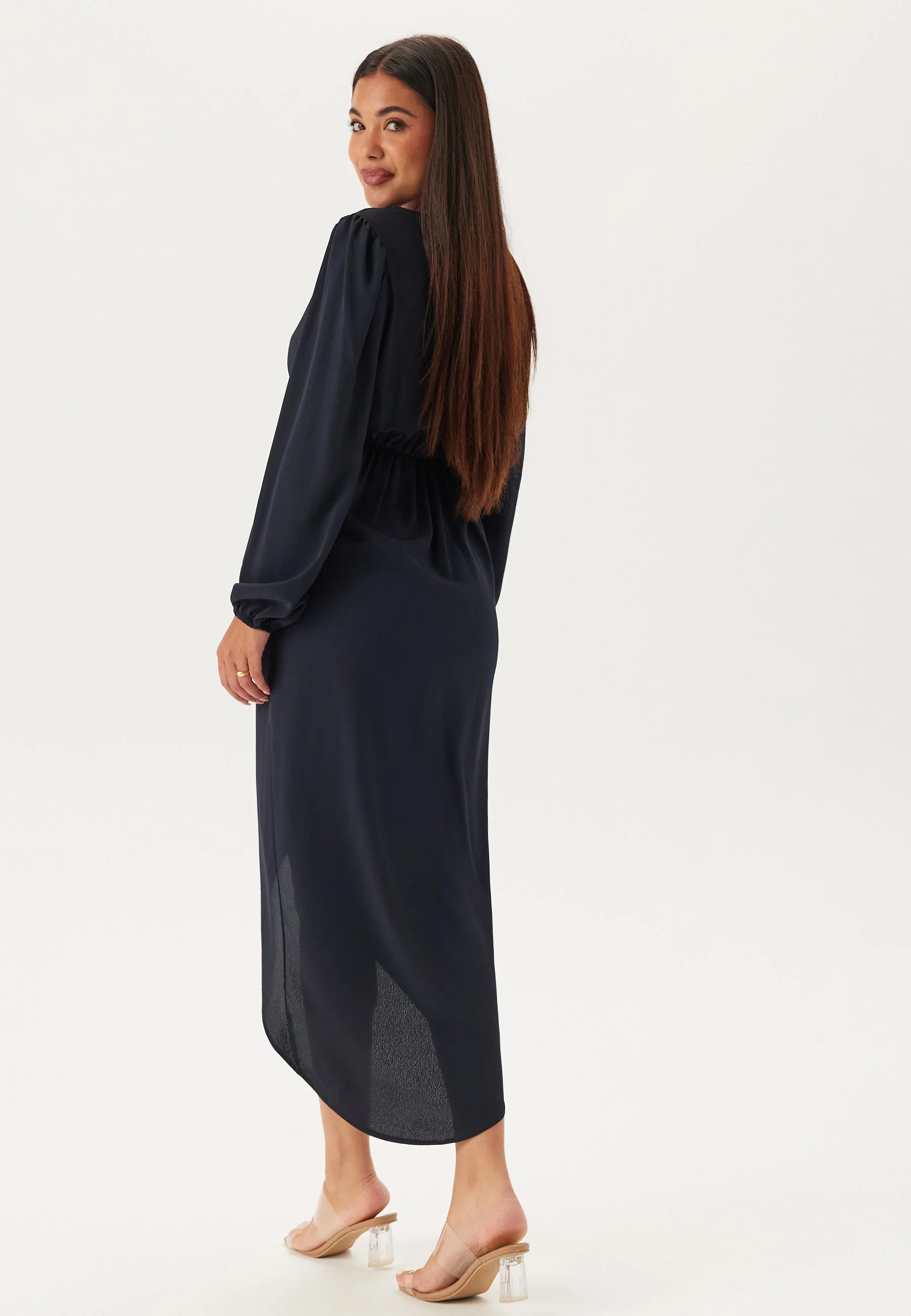 Balloon Sleeve Wrap Front Maxi Dress - Image 2