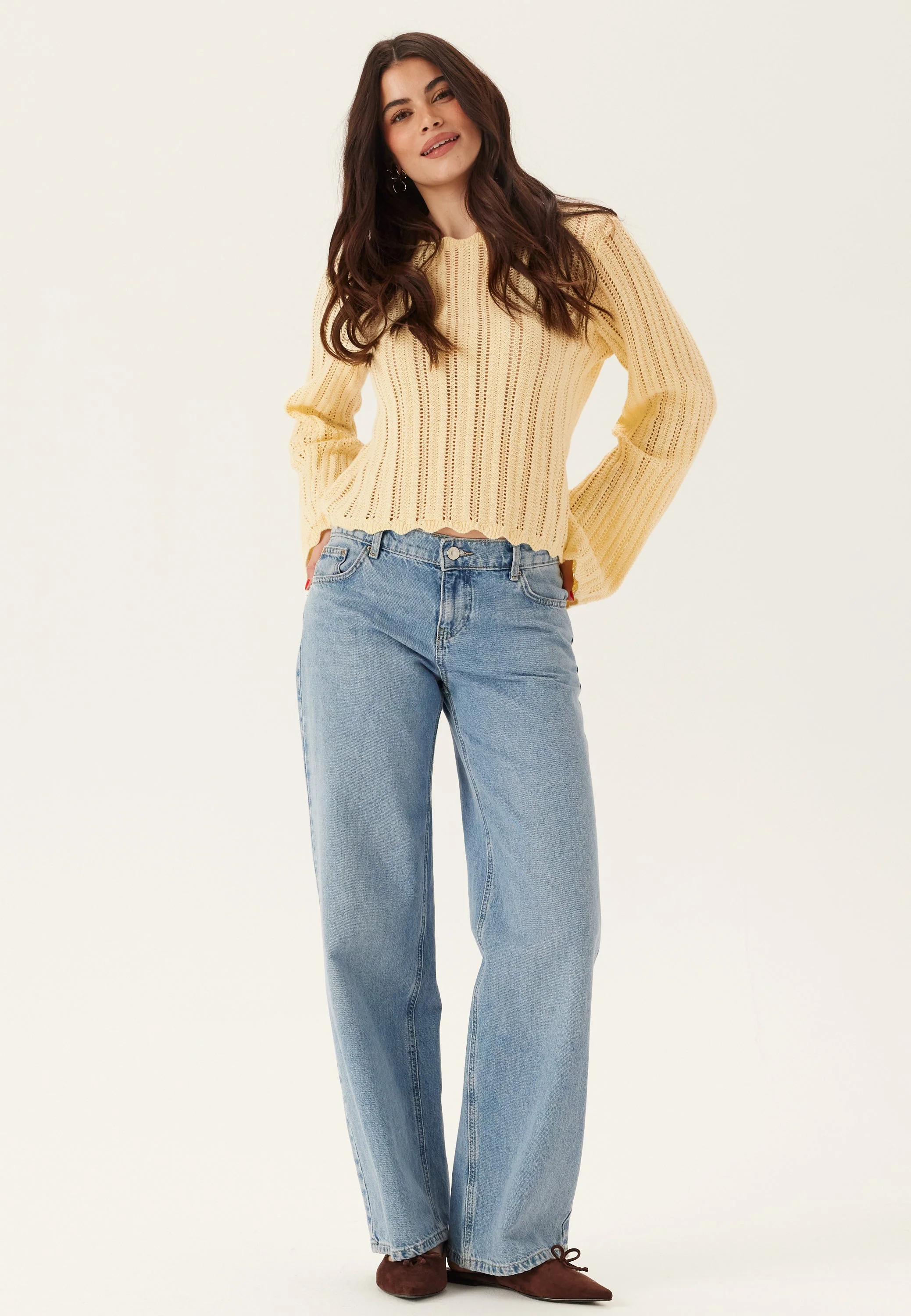 Boat Neck Structure Knitted Sweater - Image 5