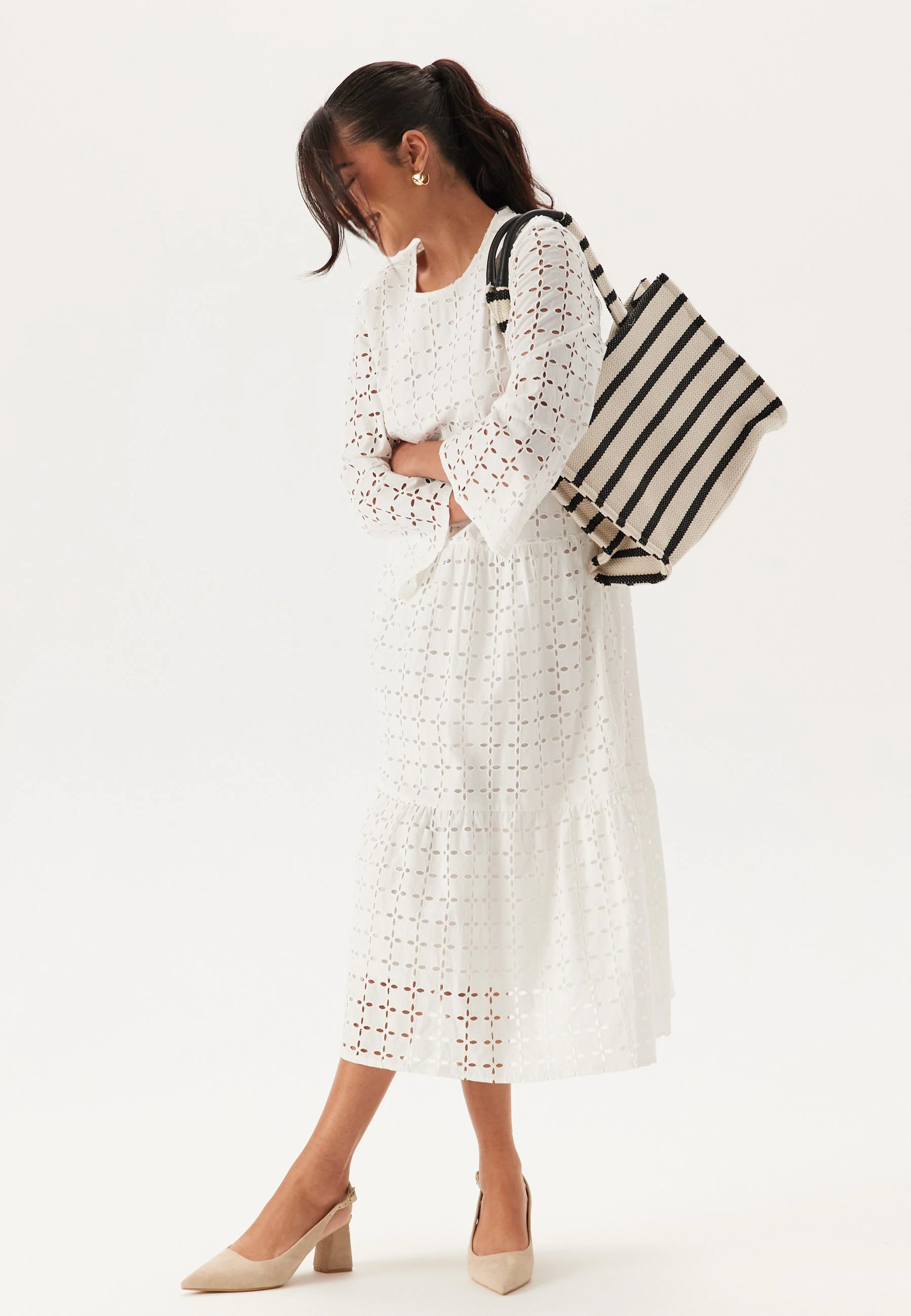 Broderie Anglaise Round Neck Dress