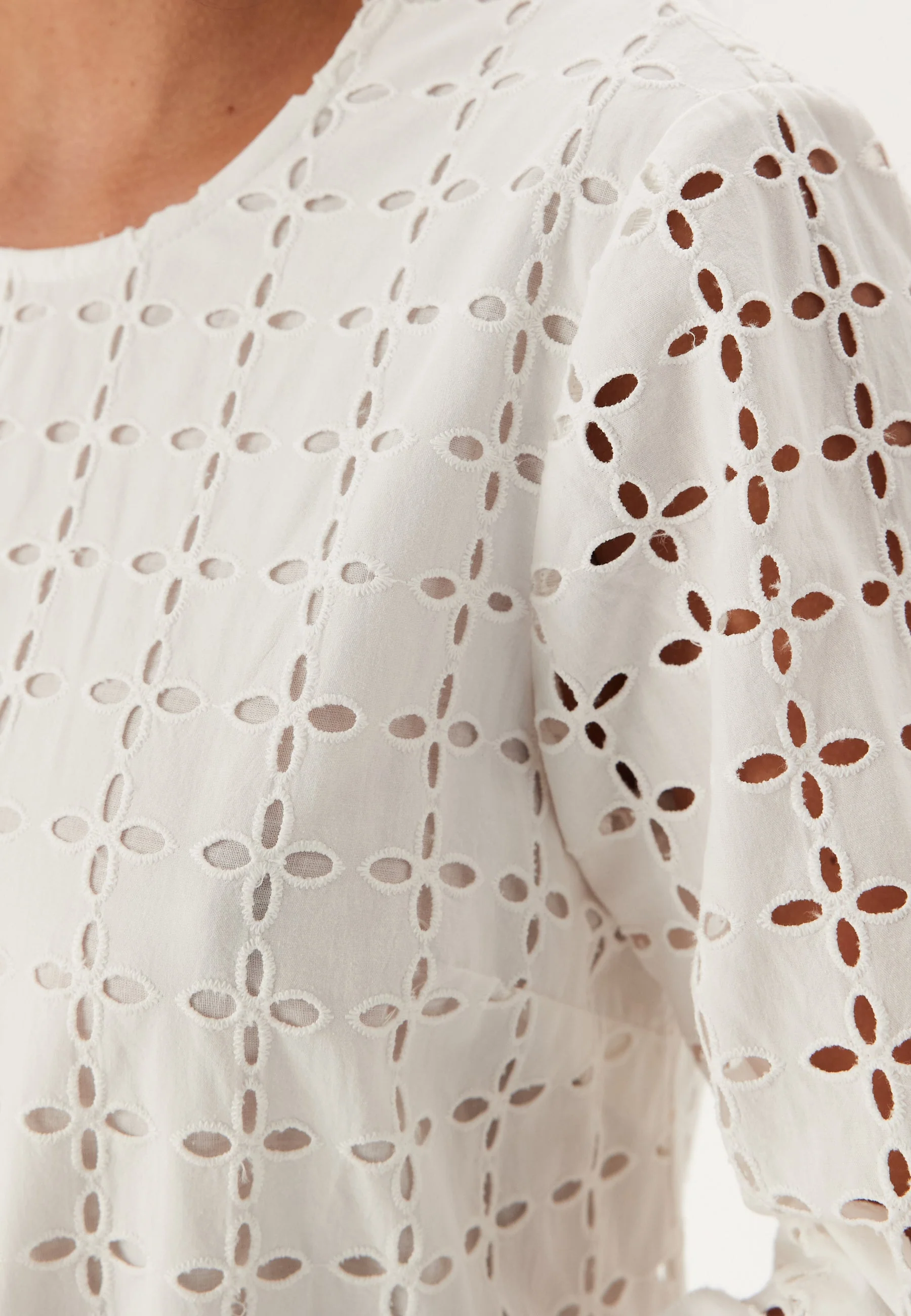 Broderie Anglaise Round Neck Dress - Image 4