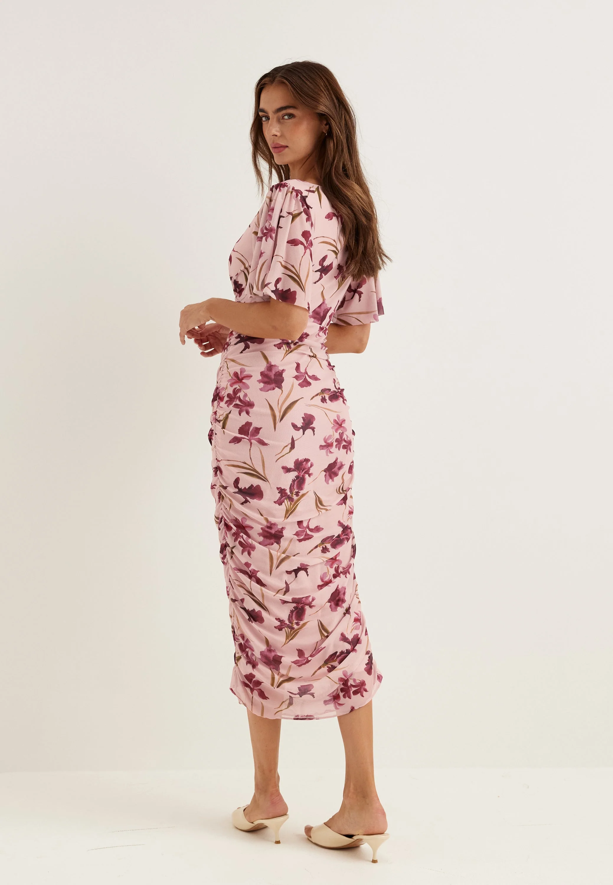Butterfly Sleeve Mesh Ankle Dress - Image 3