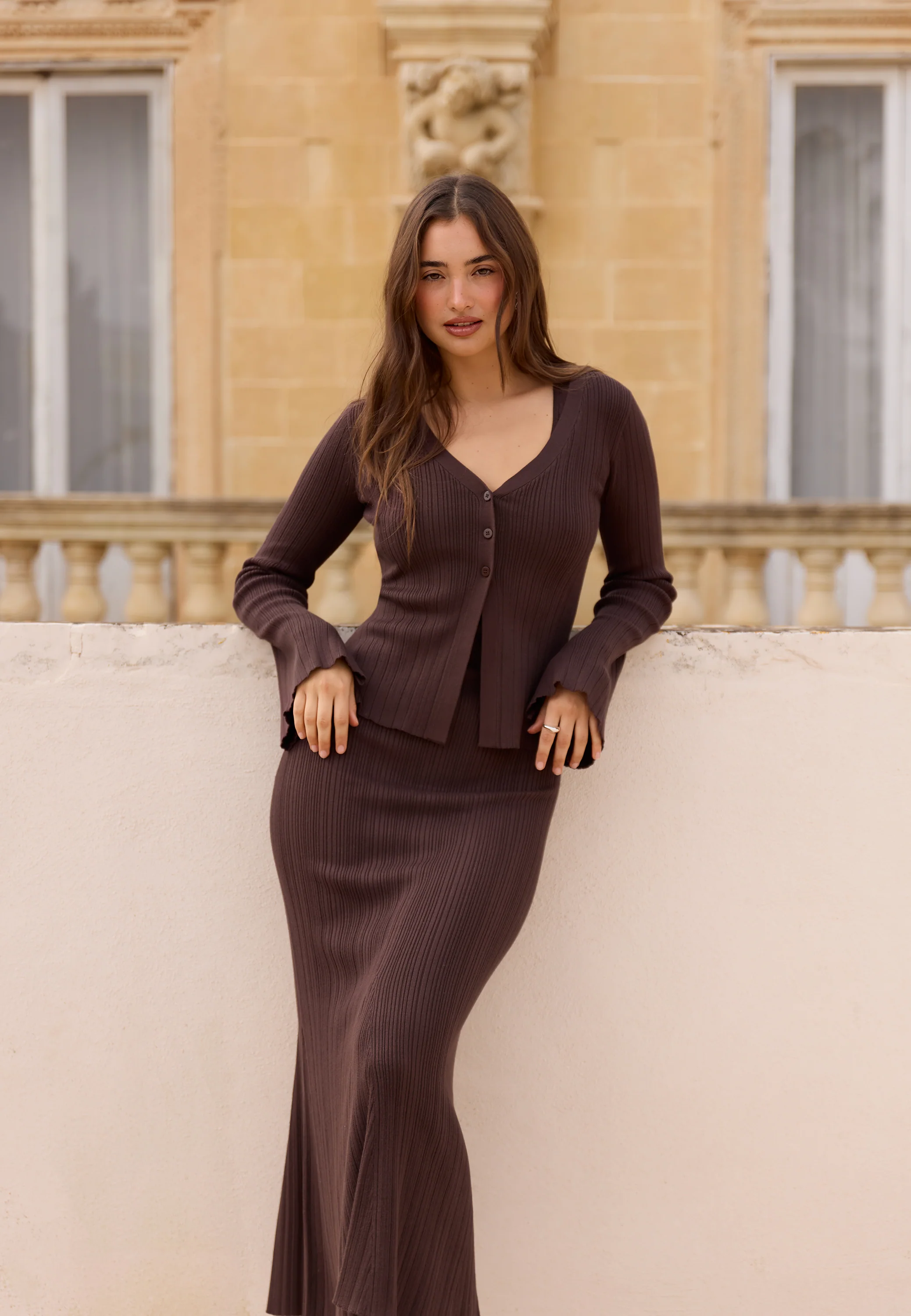 Knitted V-neck Dress - Image 9