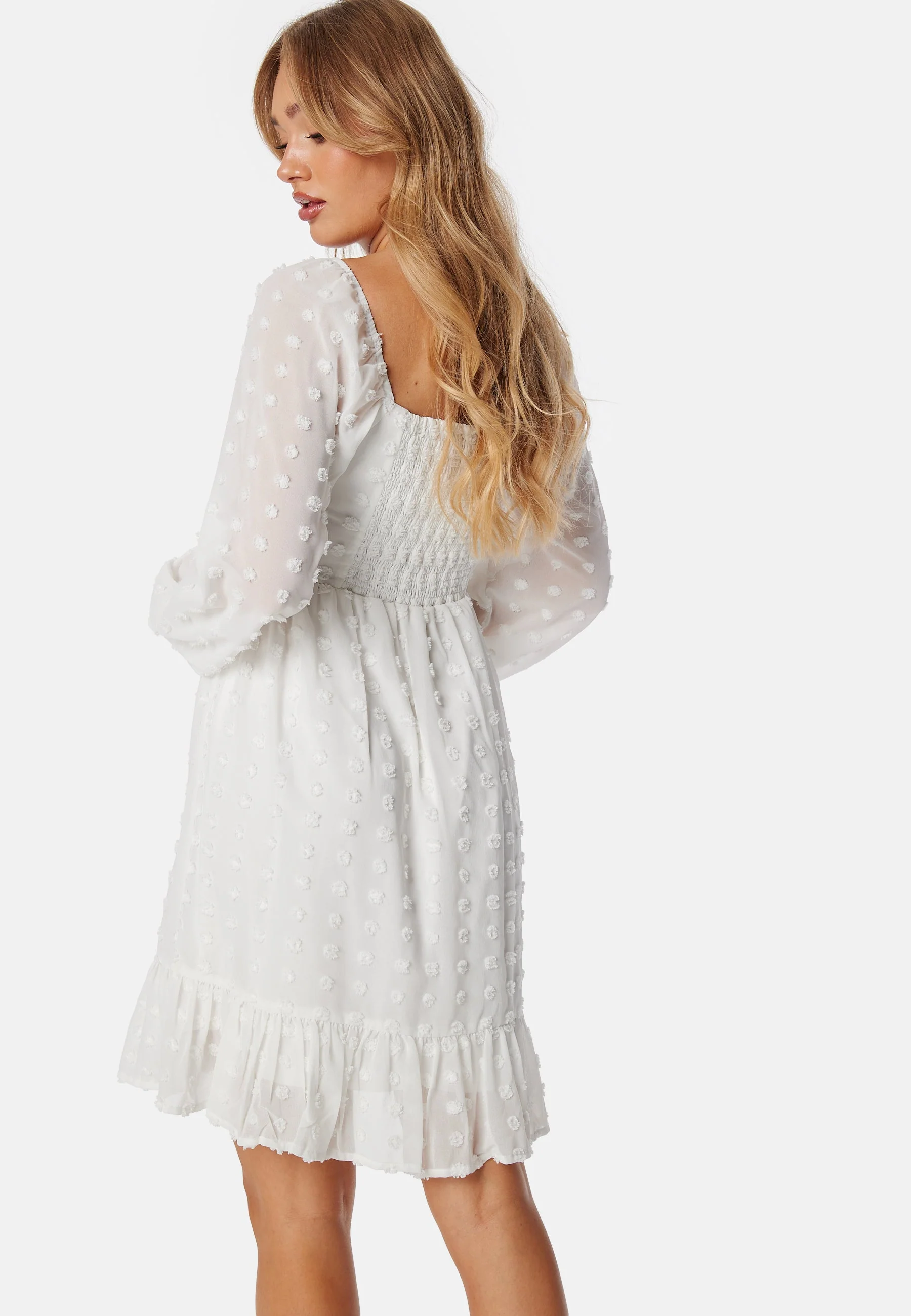 Dobby Dot Ruched Dress - Image 3