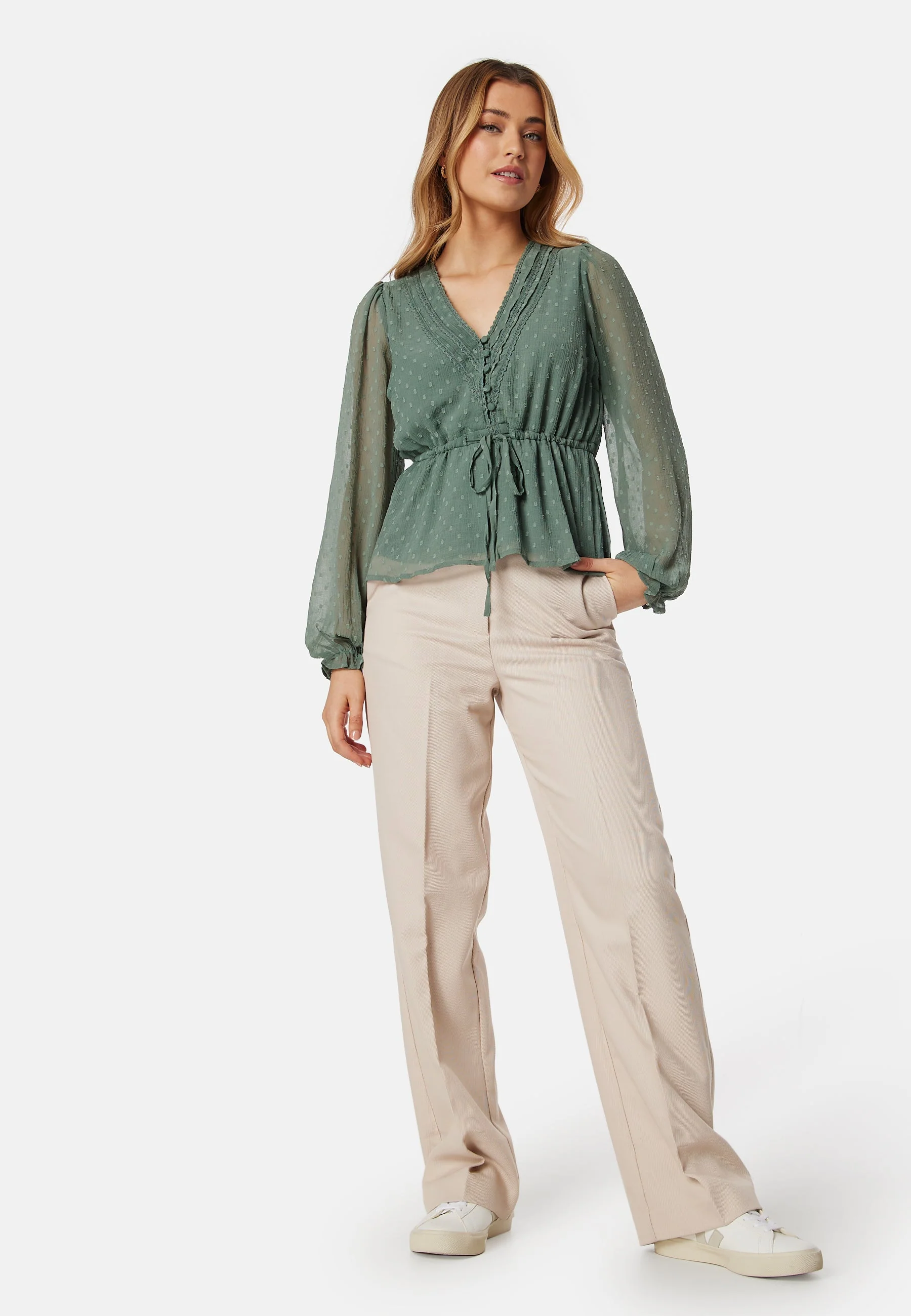 Dobby Dot V-neck Blouse - Image 3