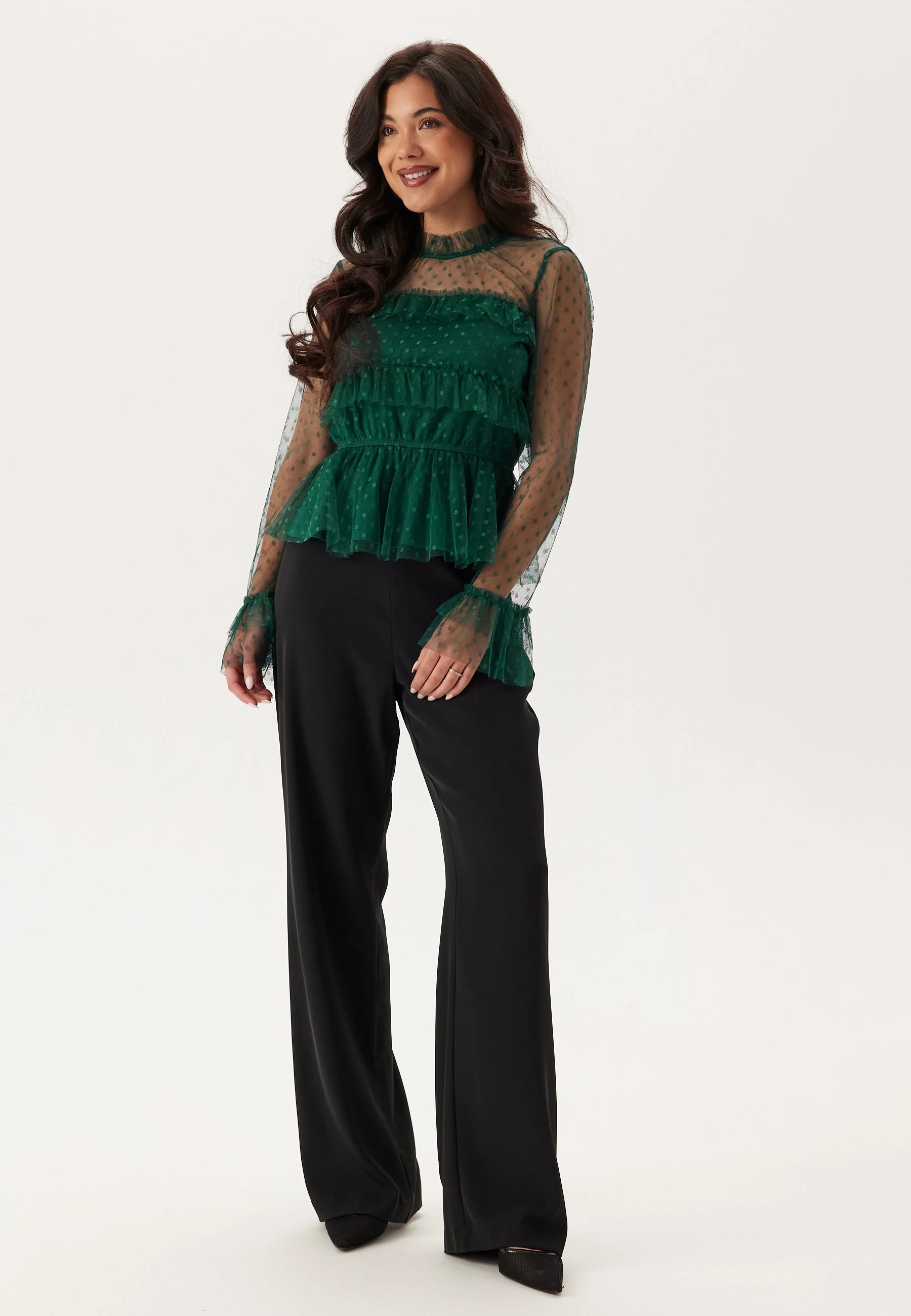 Dotted Mesh L/S Blouse - Image 3