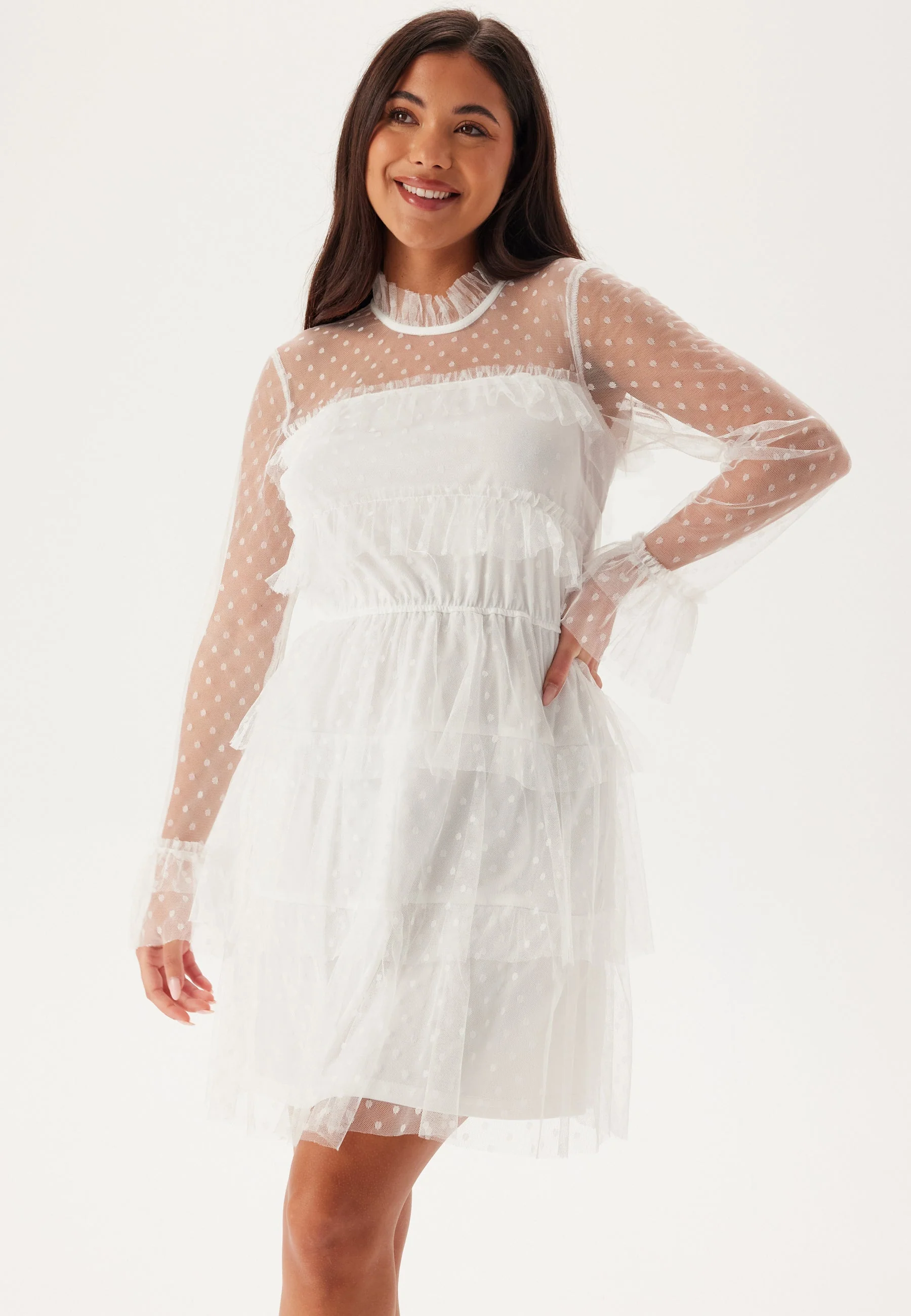 Dotted Mesh L/S Dress - Image 3