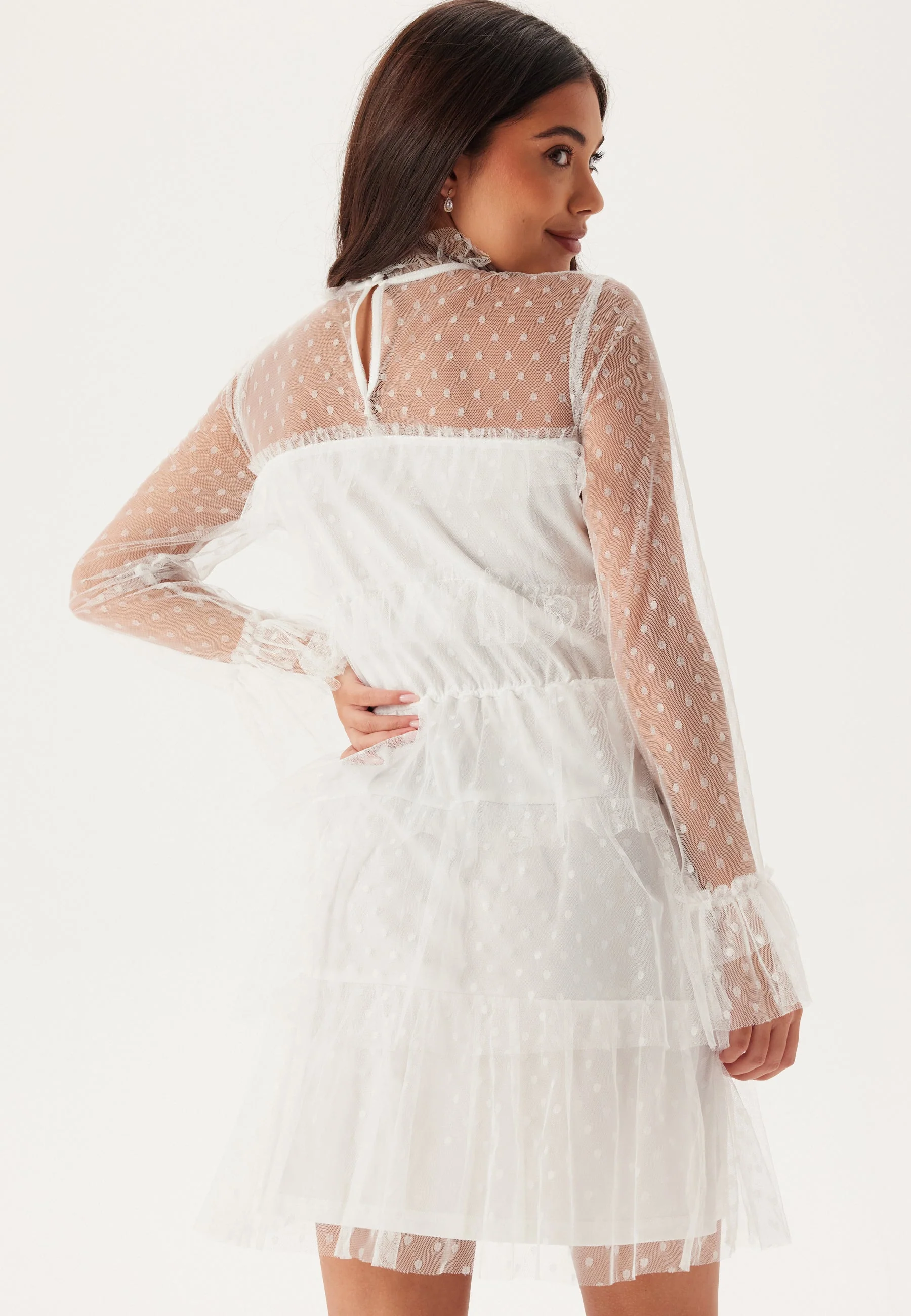 Dotted Mesh L/S Dress - Image 4