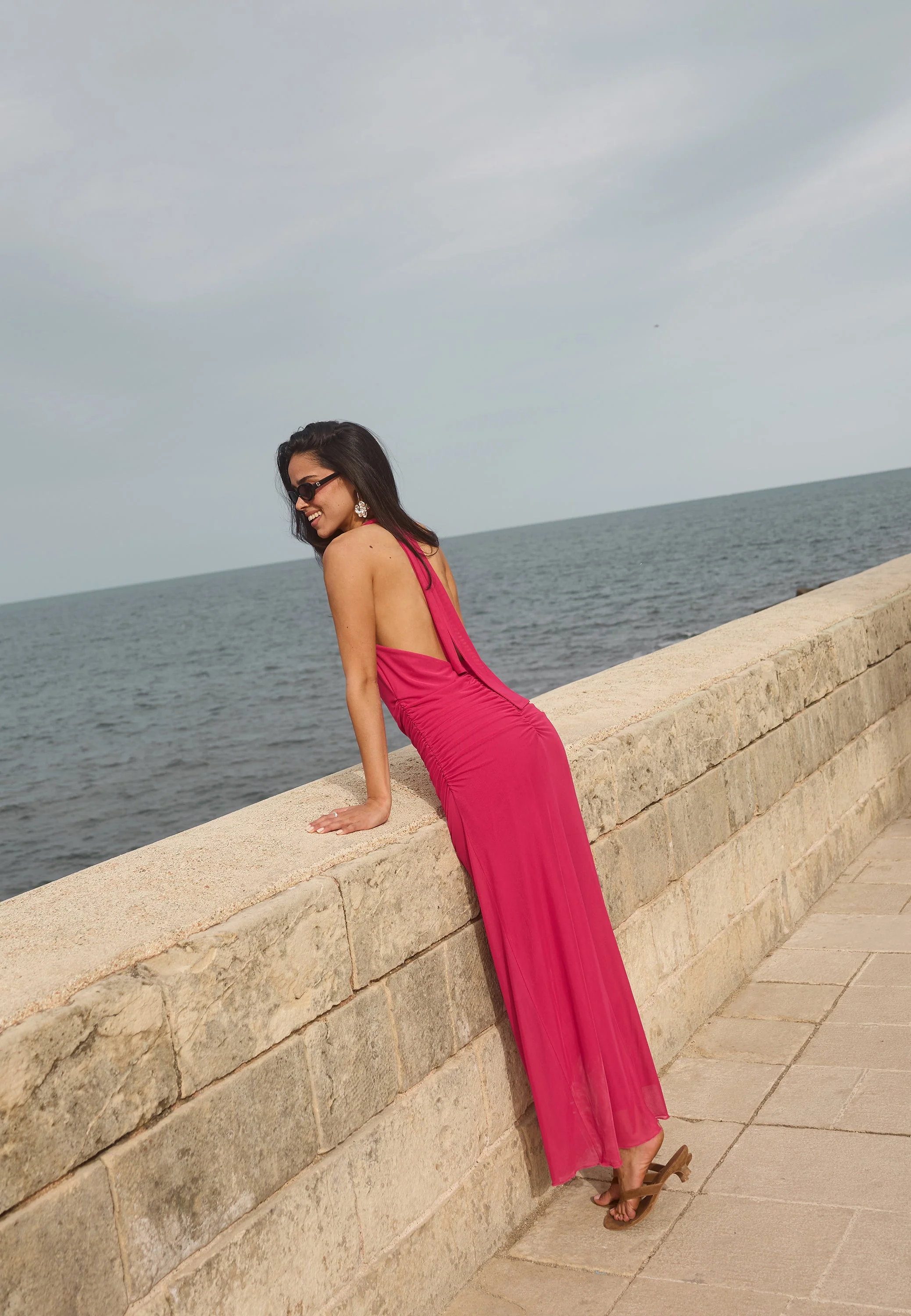 Drapy Halterneck Mesh Dress - Image 10
