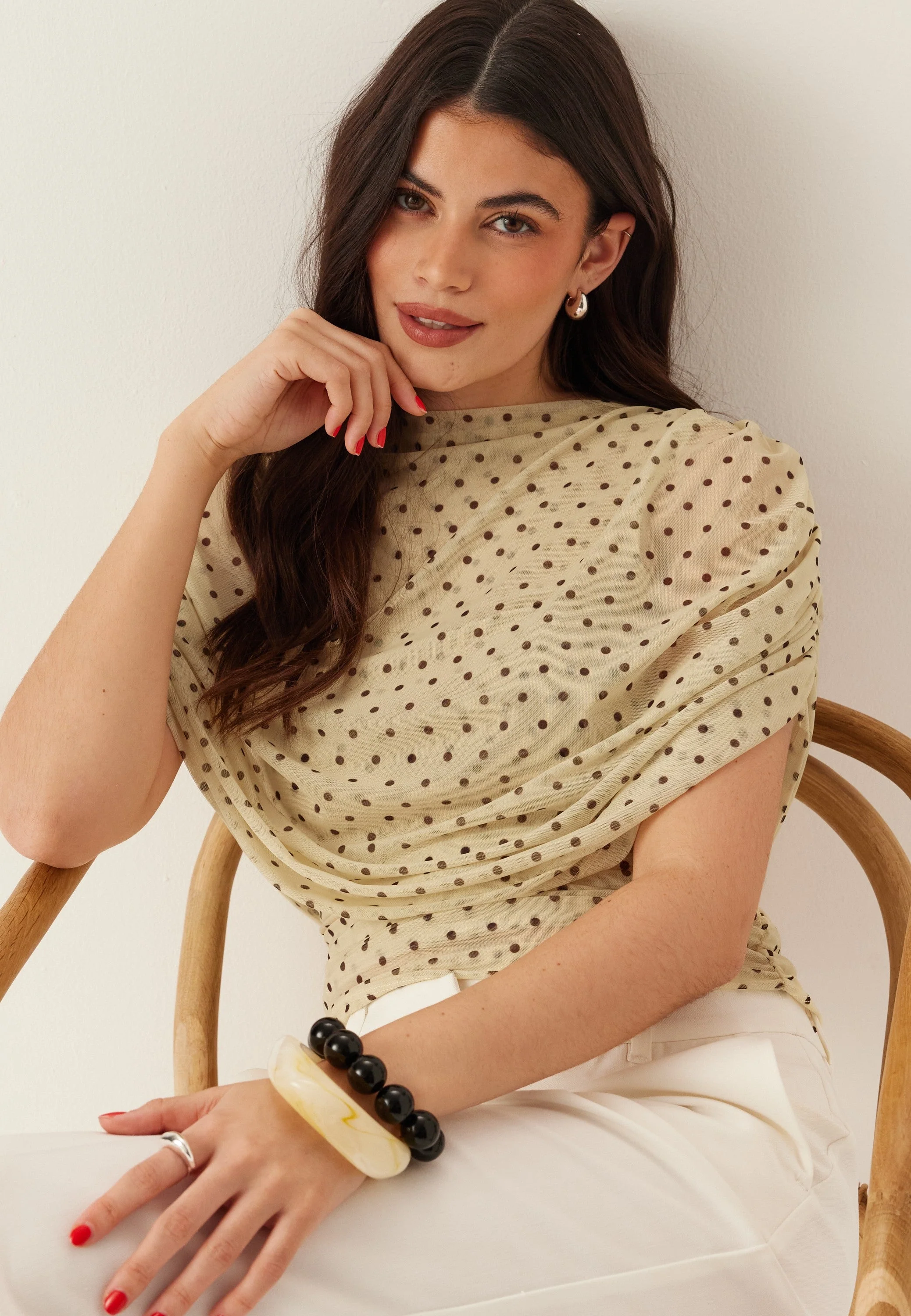 Drapy Mesh Cape Top