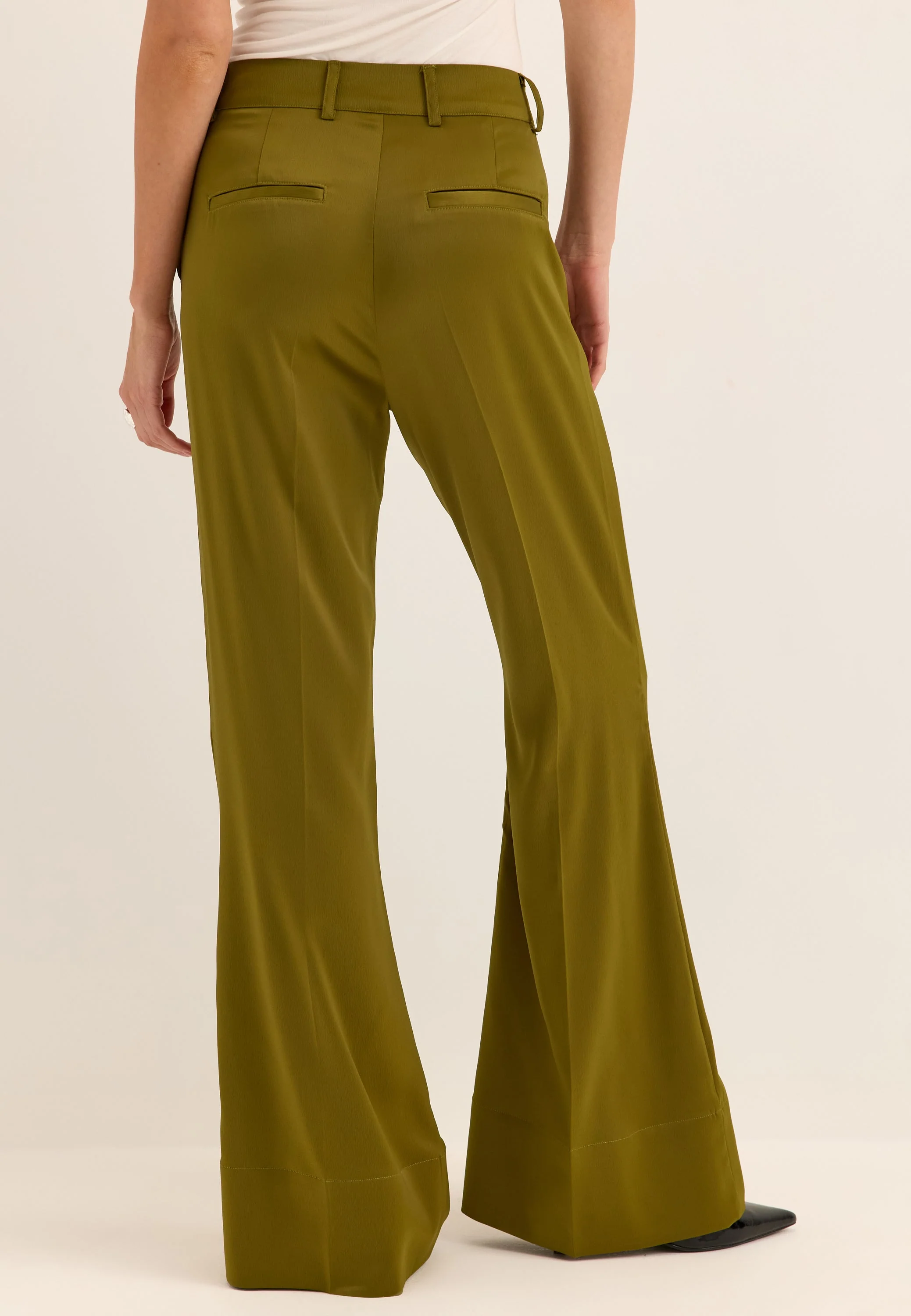 Flared Satin Trousers - Image 3