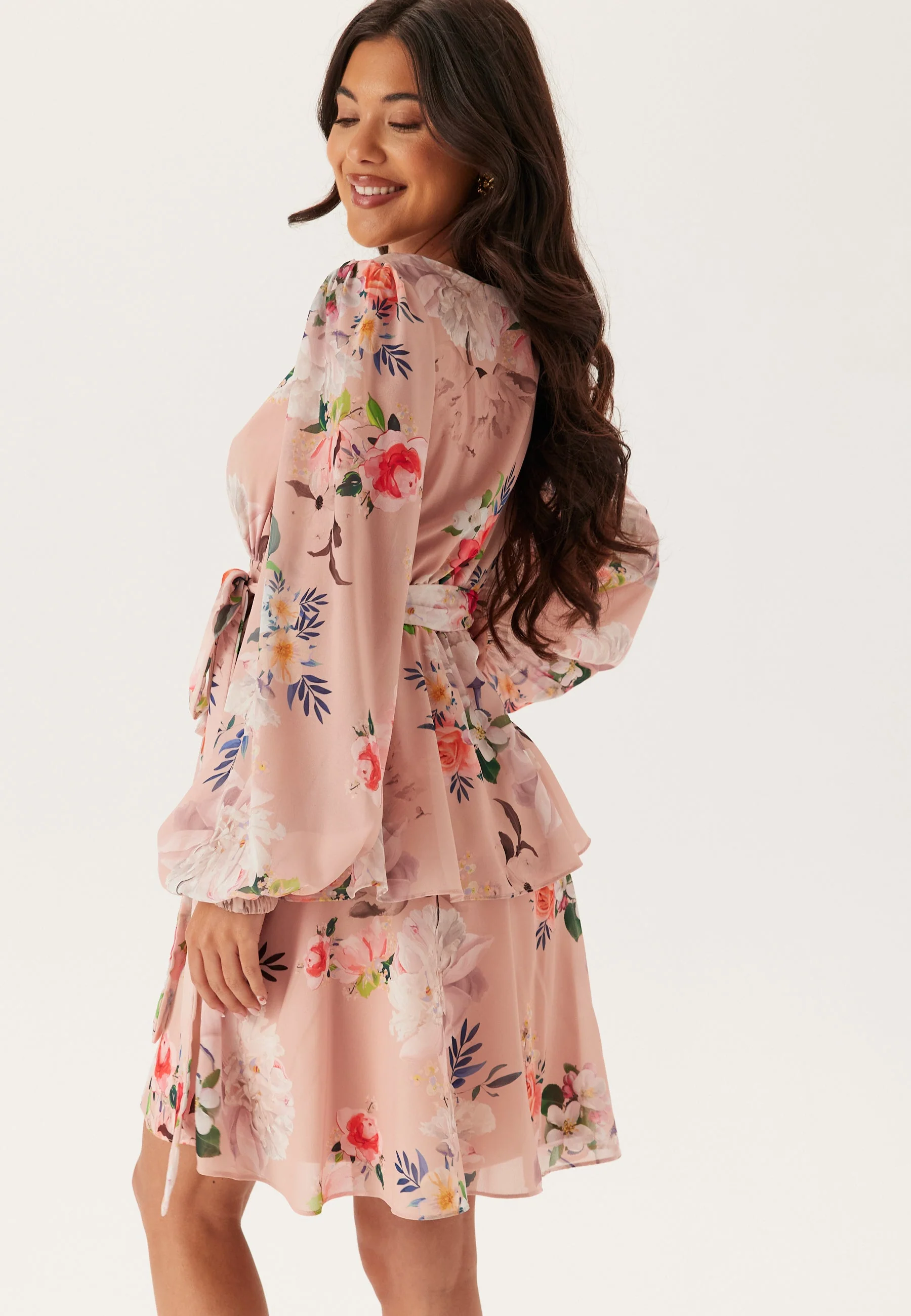 Floral Long Sleeve Tiered Skater Dress - Image 5