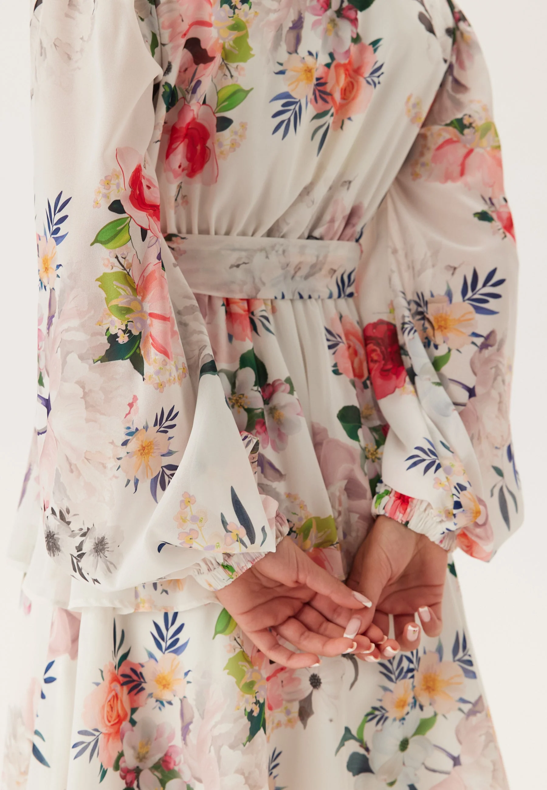 Floral Long Sleeve Tiered Skater Dress - Image 4