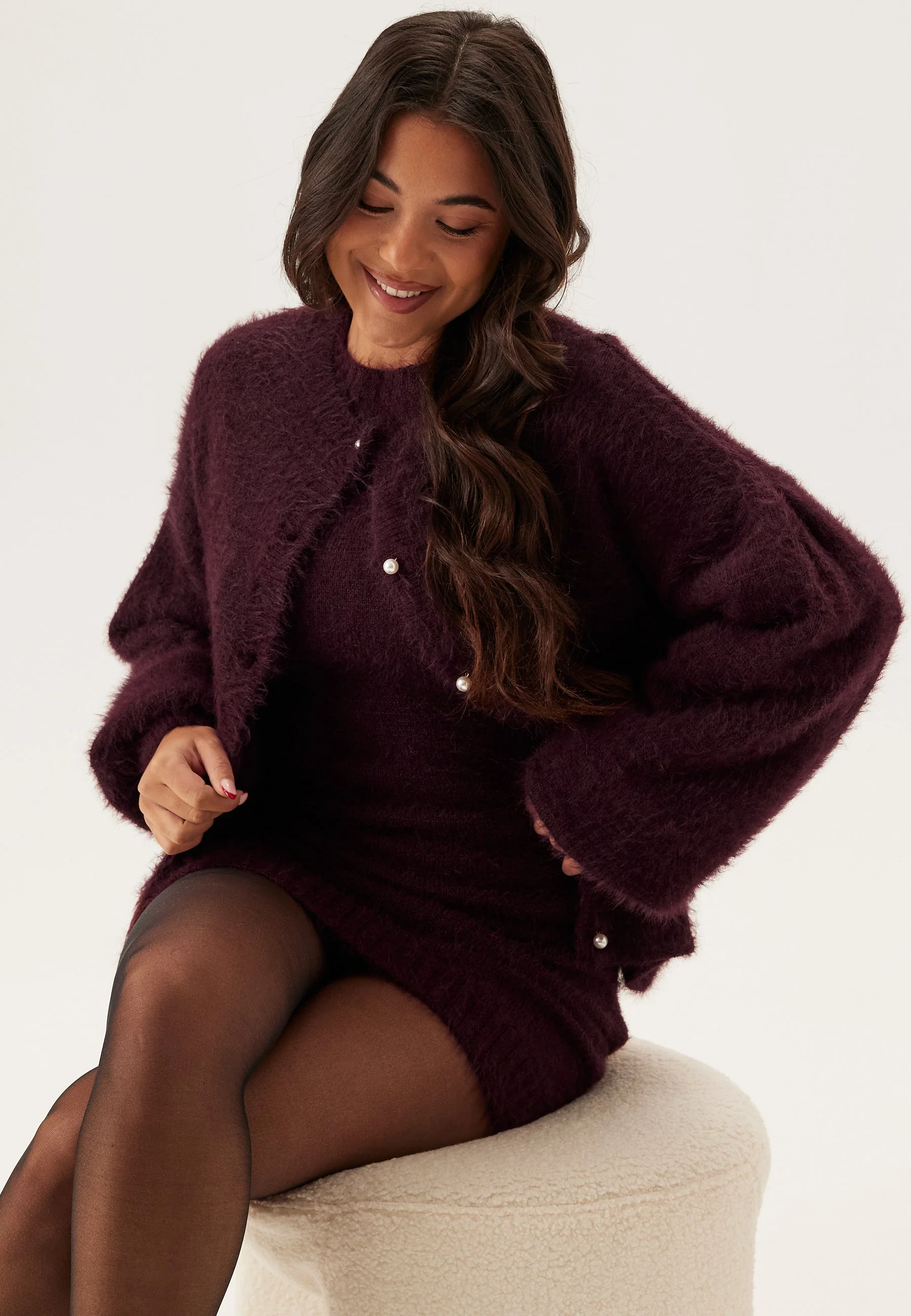 Fluffy Knitted Short Dress - Image 2