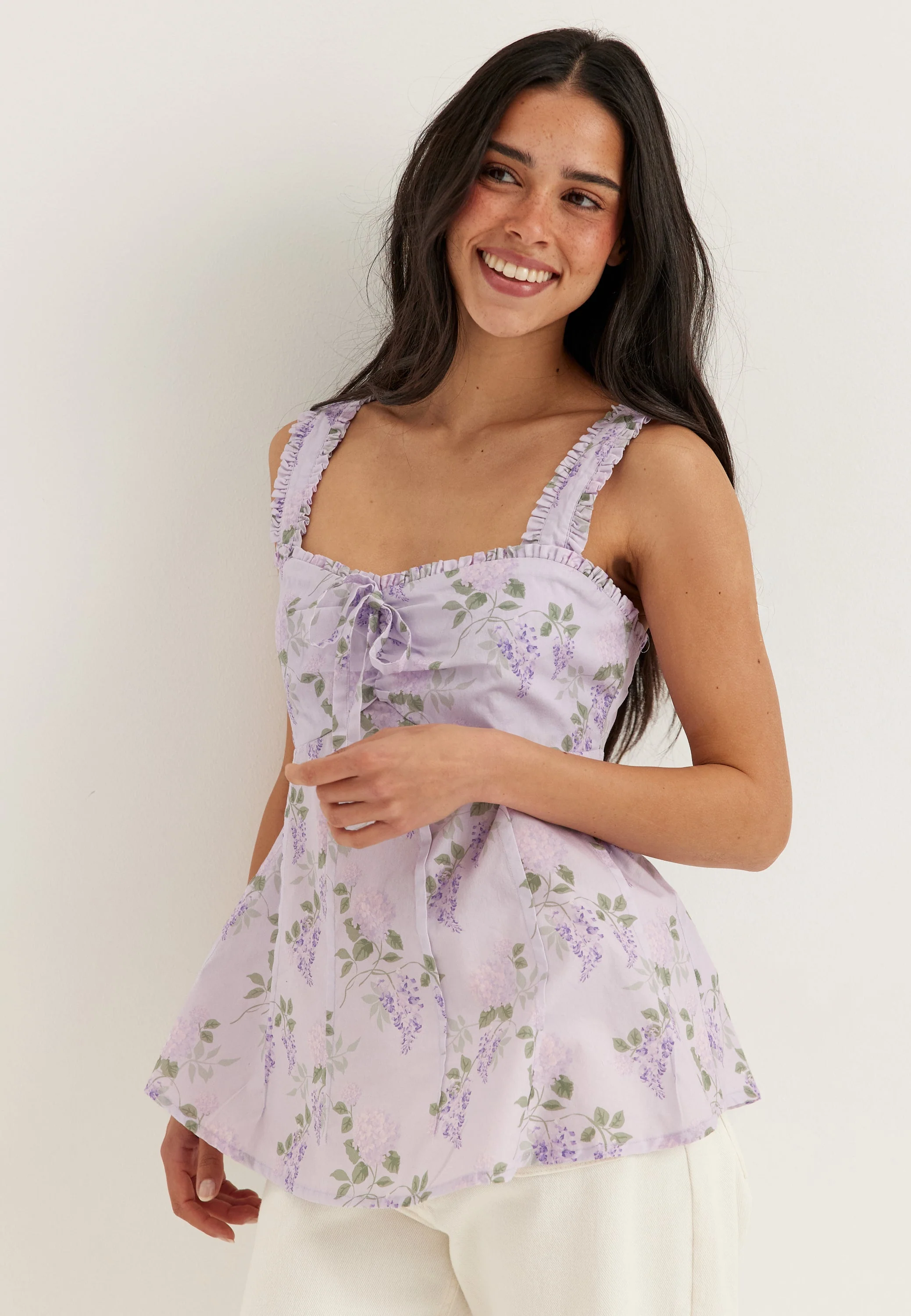 Frill Detail Cotton Singlet - Image 3
