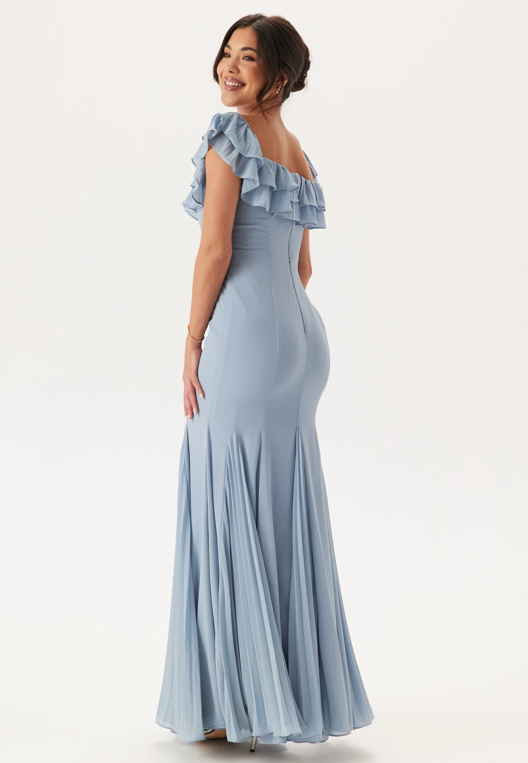 Frilly Chiffon Off Shoulder Maxi Dress - Image 5