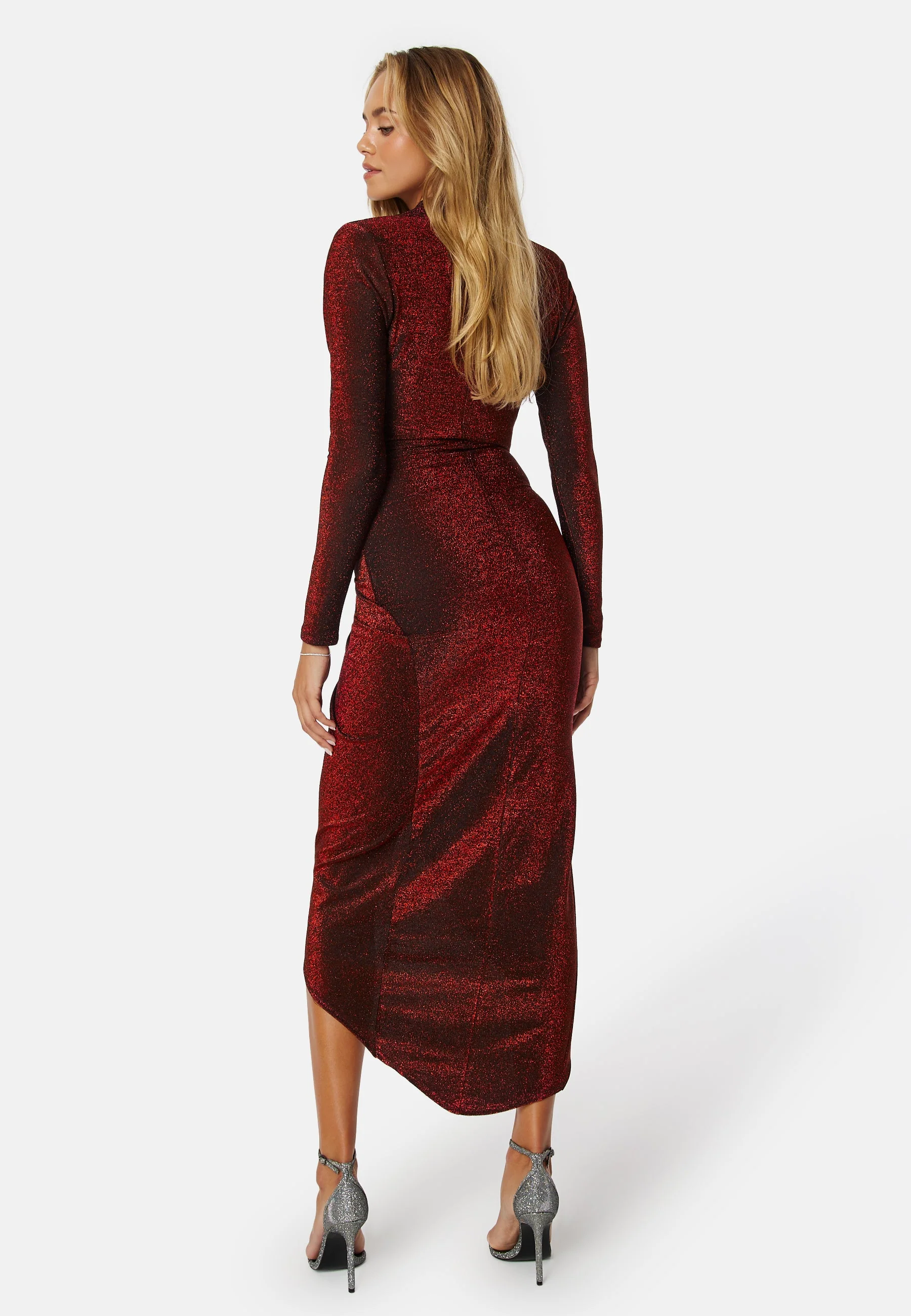Glitter Long Sleeve Rouch Dress - Image 2