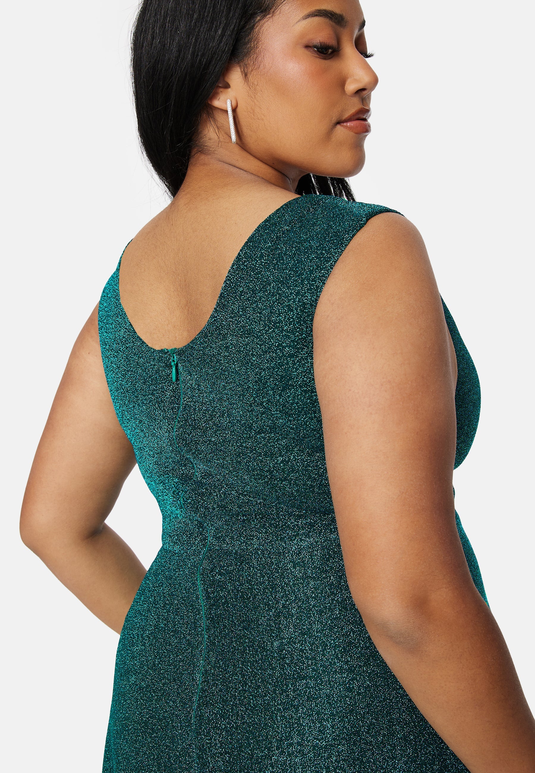 Glitter Wrap Front Maxi Curve Dress With Split - Image 3