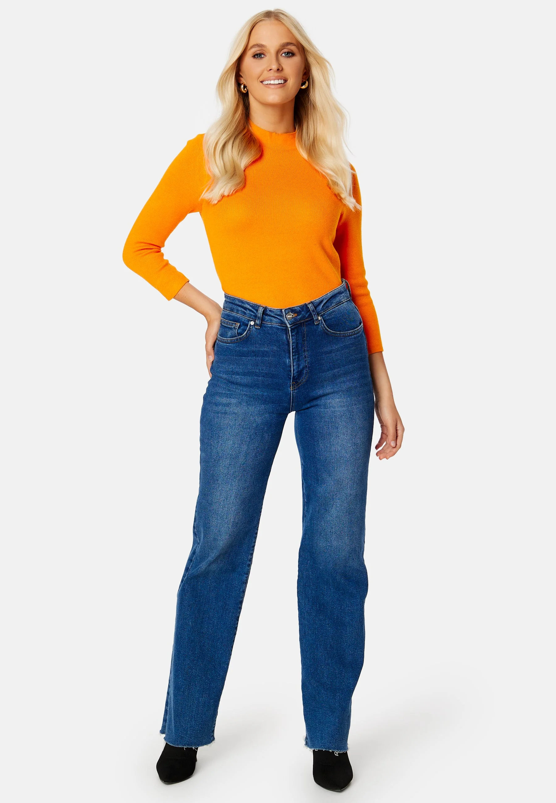 Gold Rib 3/4 FunnelneckBlouse - Image 2