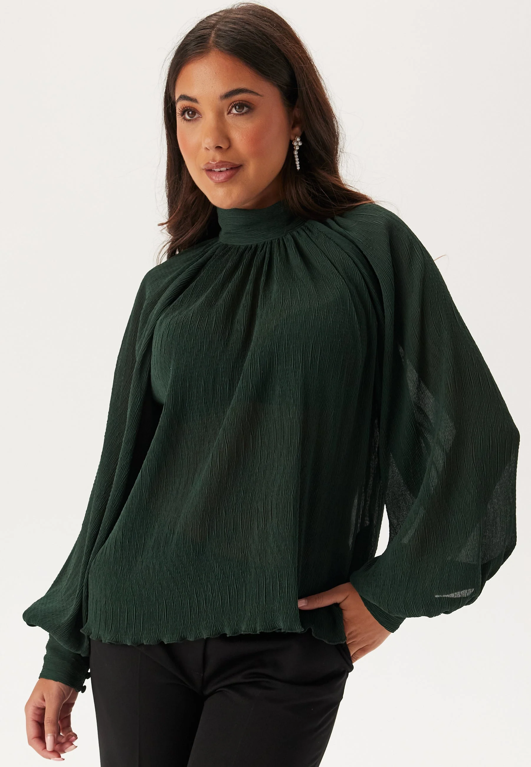 High Collar Structured Blouse