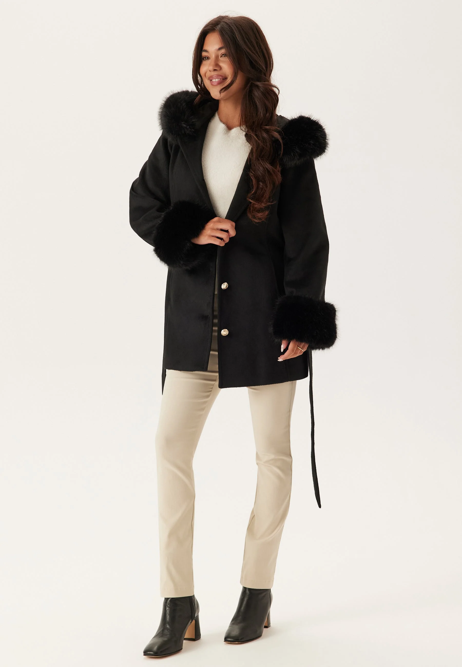 Hooded Wool Blend Coat - Image 3