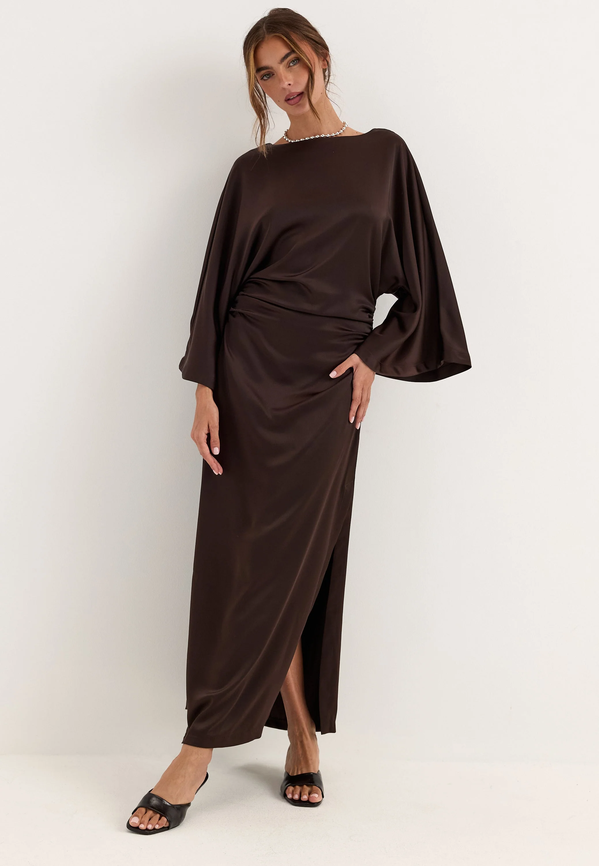 Kimono Sleeve Satin Maxi Dress - Image 7