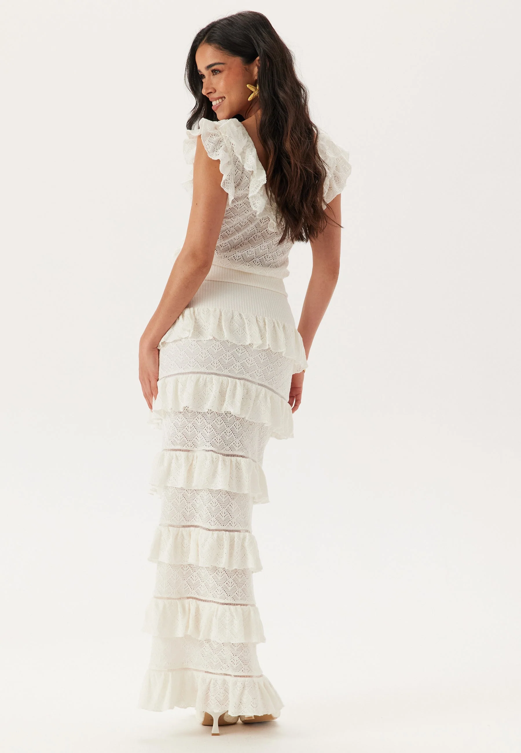 Knitted Frill Ankle Skirt