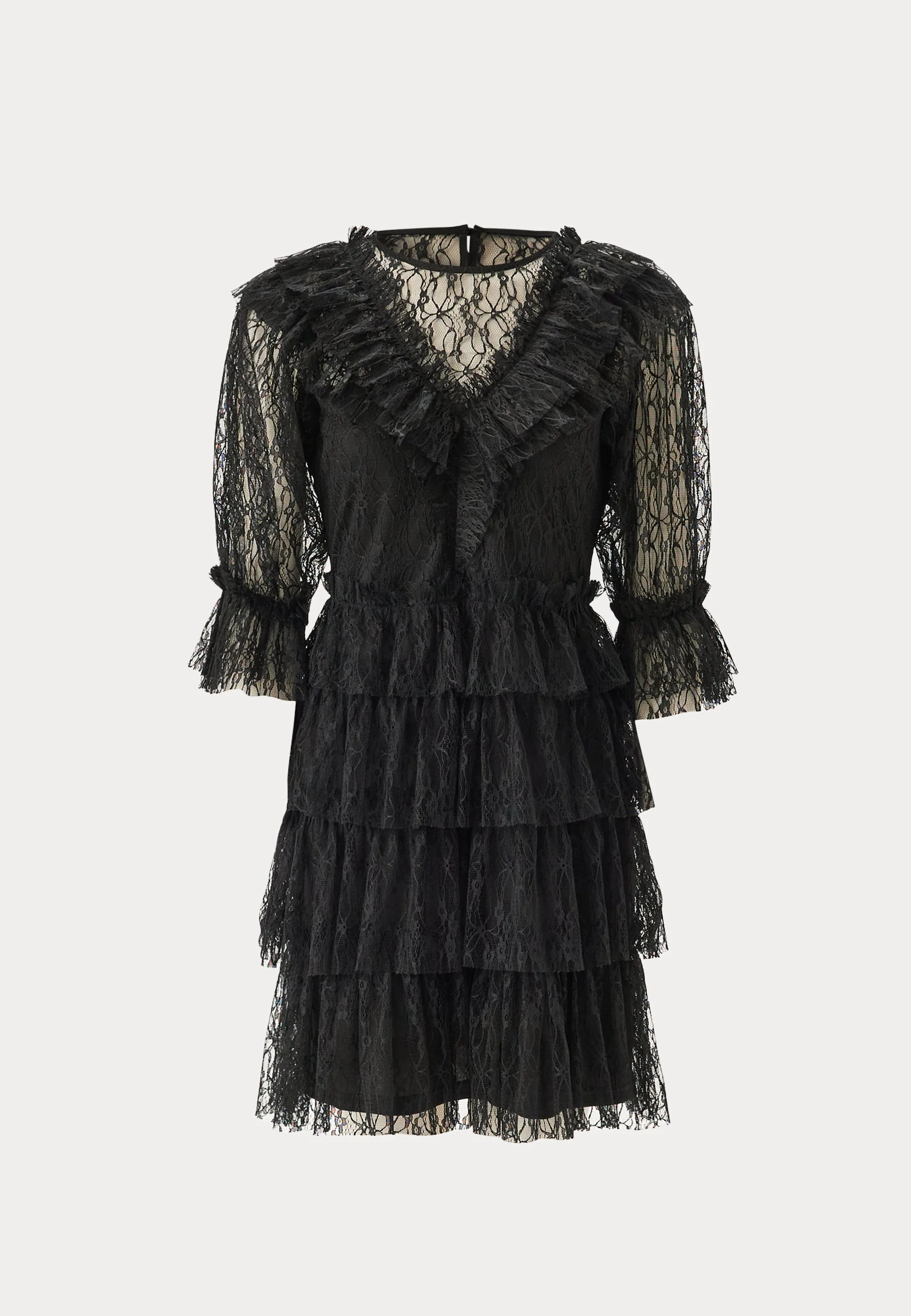 Lace Frill Puff Sleeve Dress - Image 7