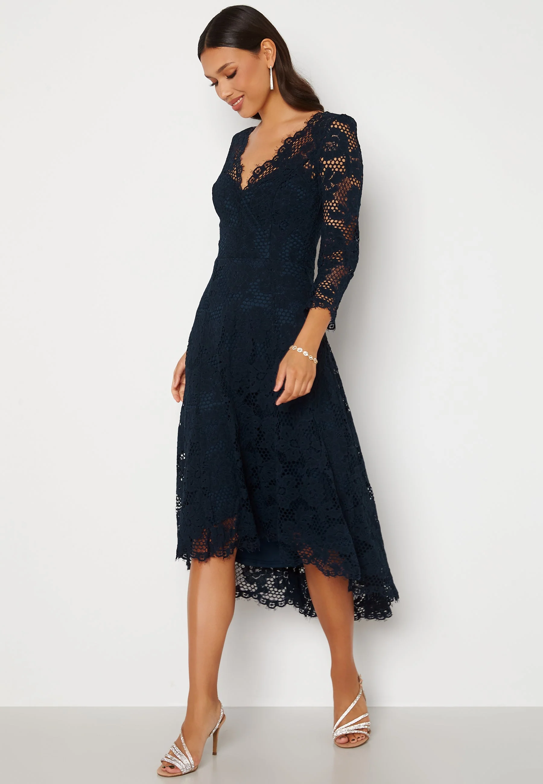 Lace High Low Midi Dress