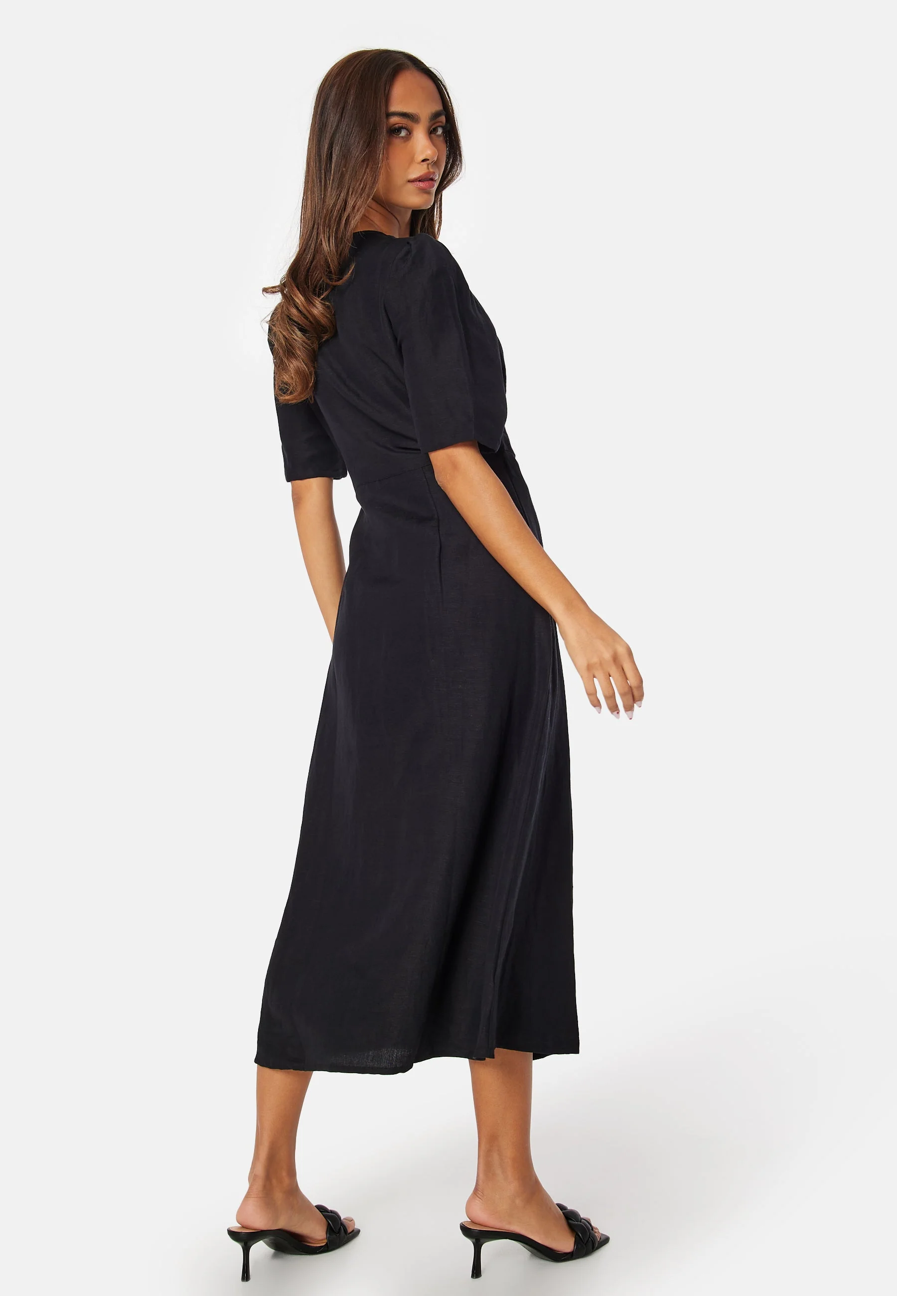 Linen Blend Wrap Dress - Image 3
