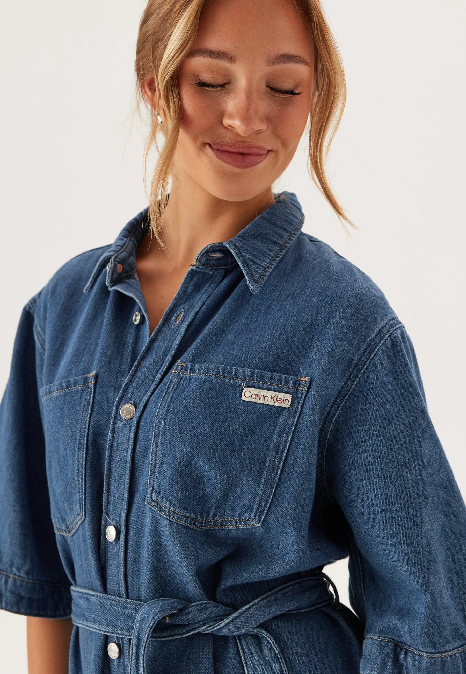 Linen Boxy Belted Shirt Dress - Image 4
