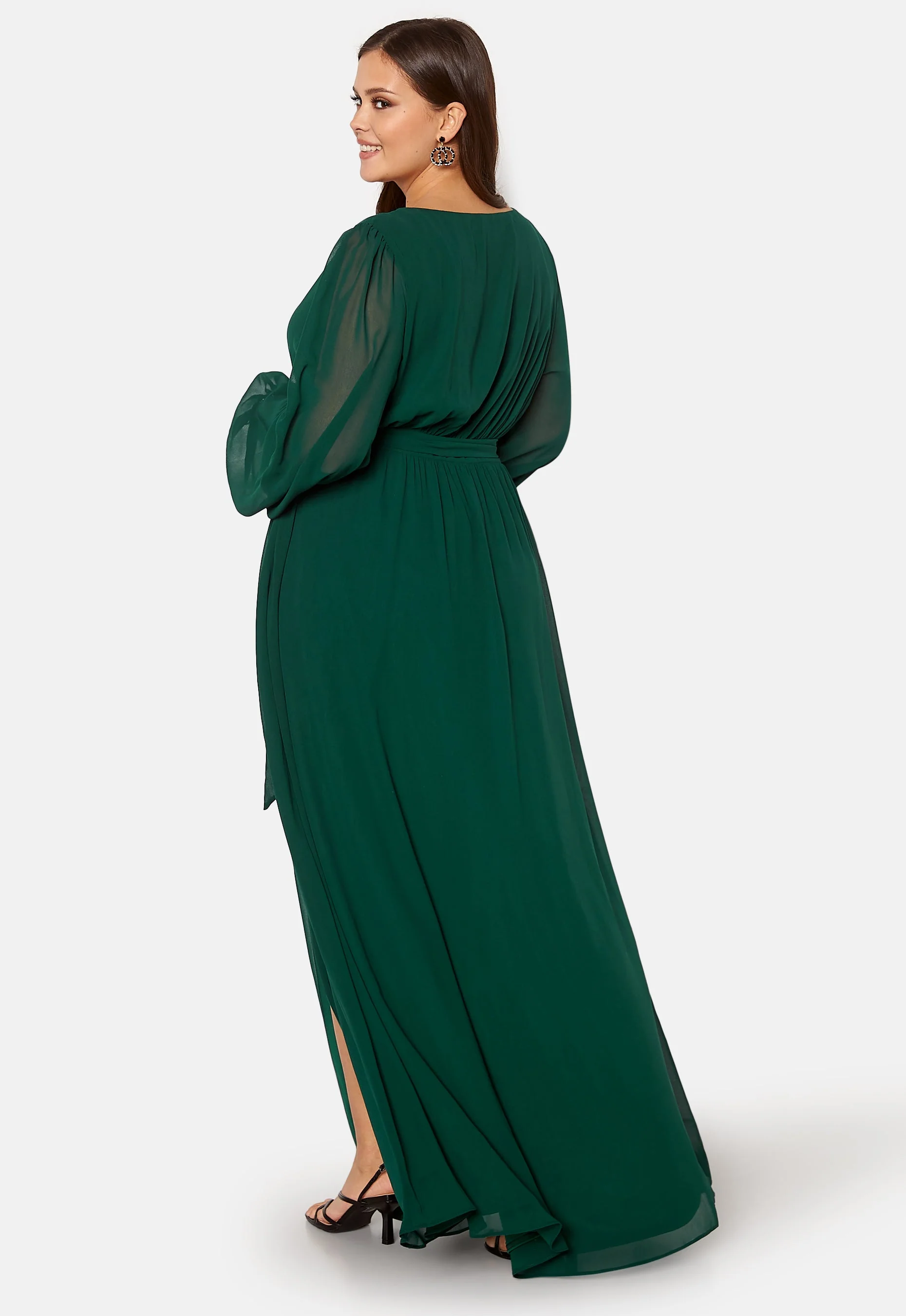 Long Sleeve Chiffon Maxi Curve Dress - Image 2