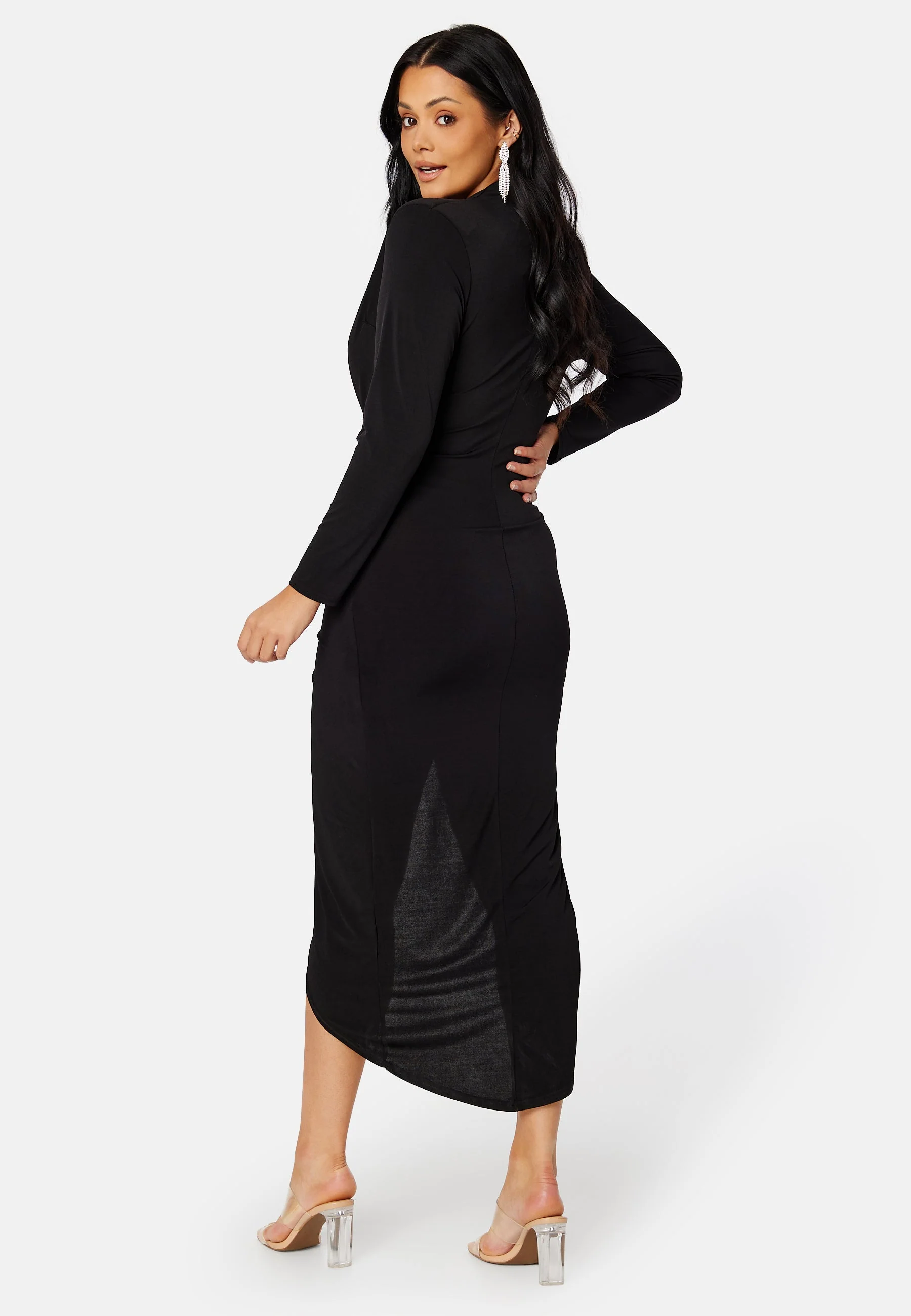 Long Sleeve Rouch Curve Dress - Image 2