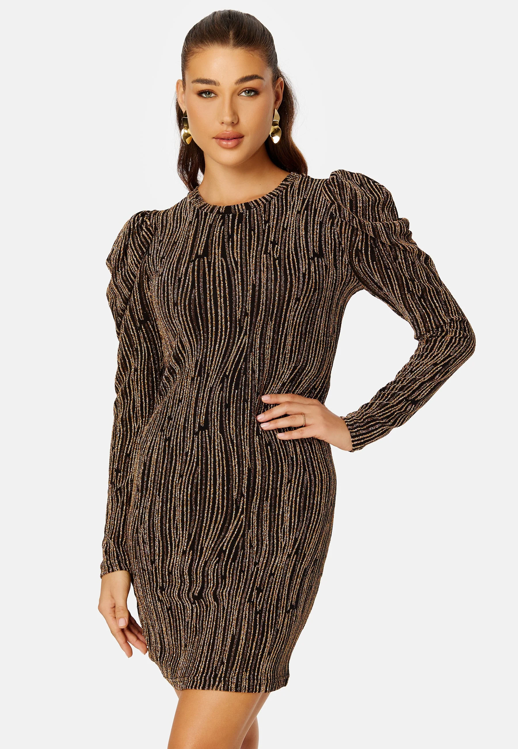 Maze Glitter L/S Short Dress - Image 2