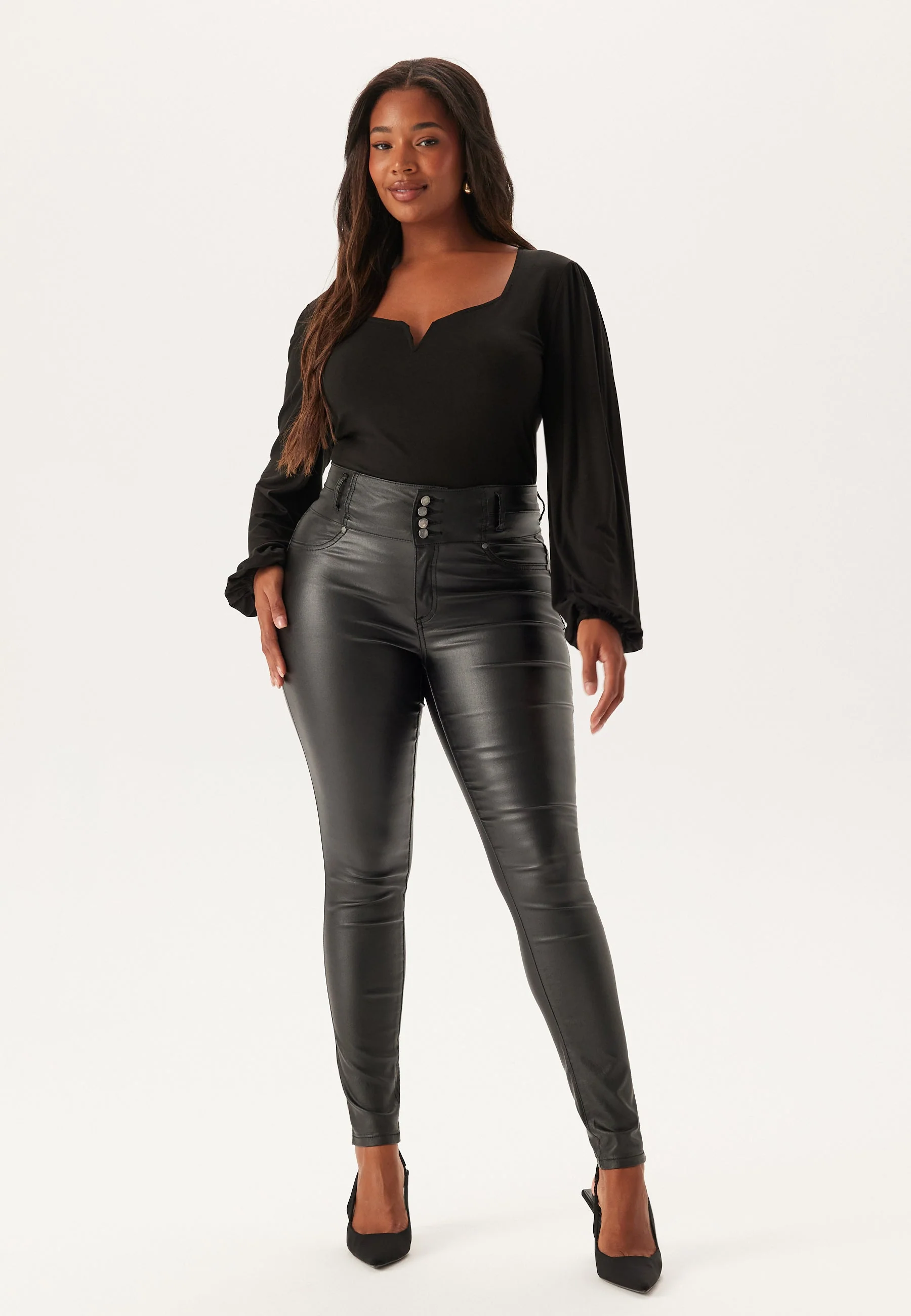 Mid Waist Buttoned Coated Jeans - Image 7