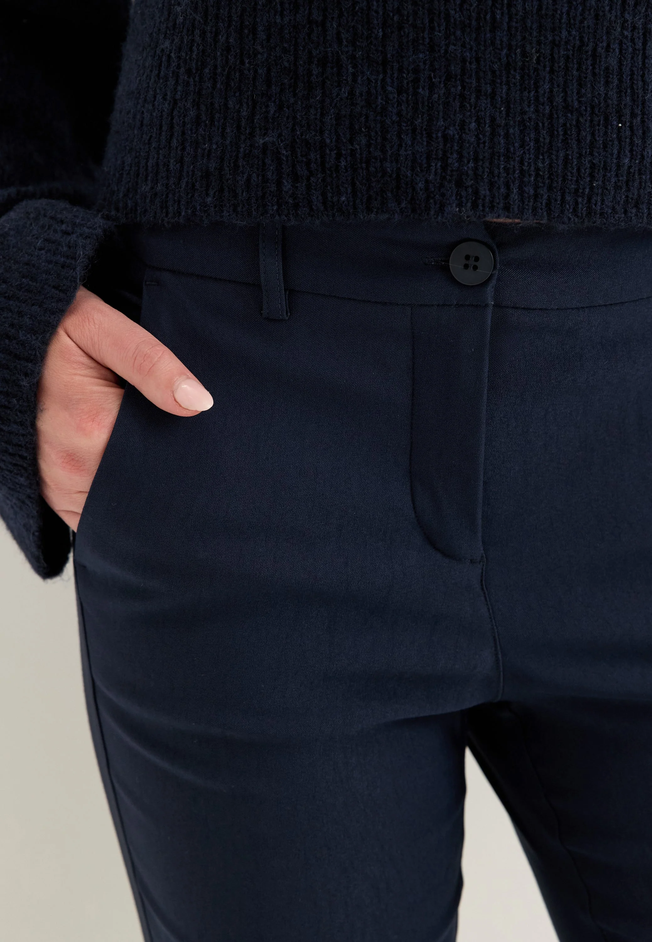 Mid Waist Stretchy Flared Trousers - Image 9