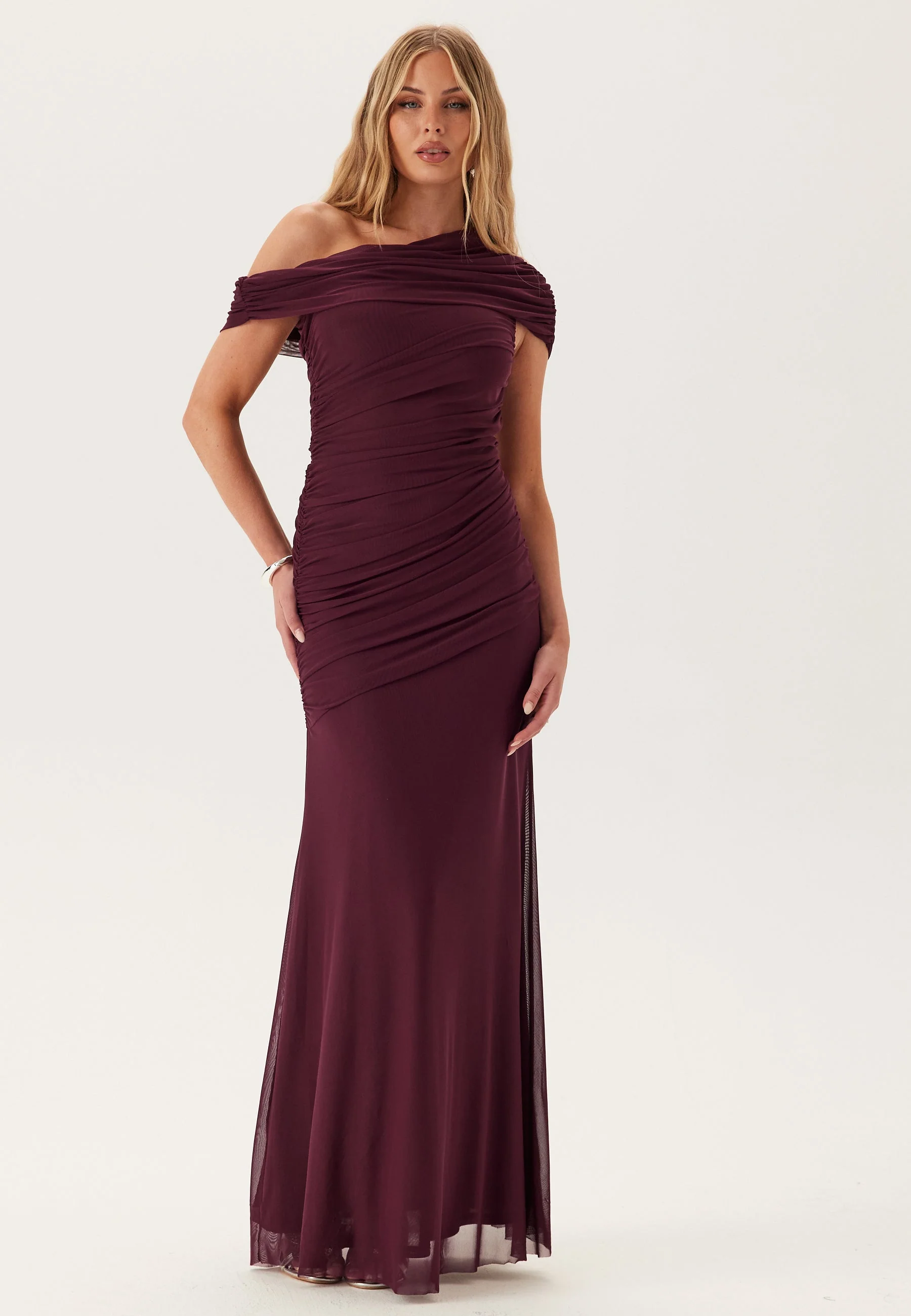 Off Shoulder Mesh Gown - Image 3