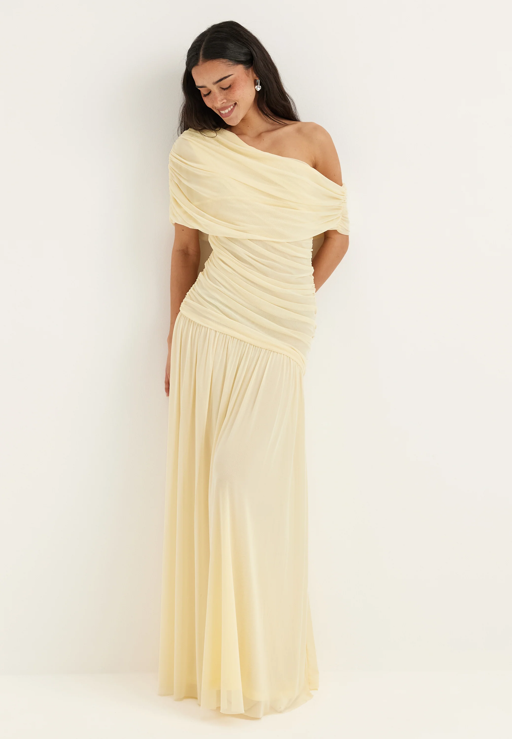 Off Shoulder Mesh Maxi Dress - Image 2