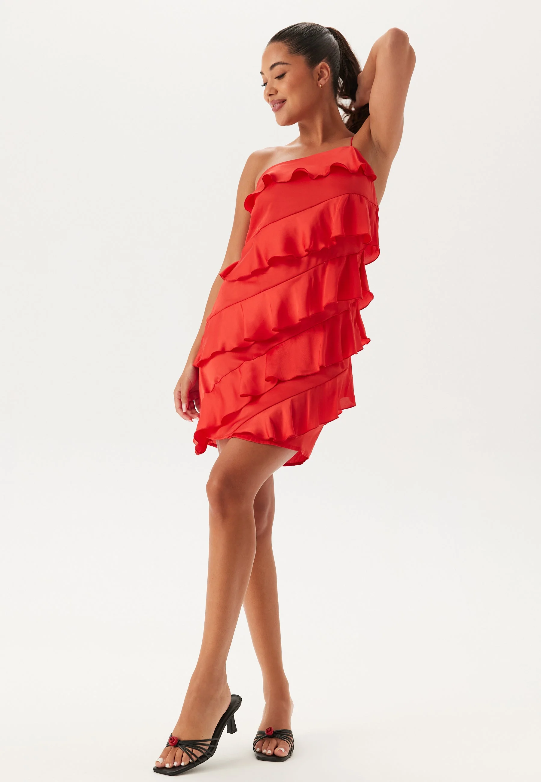 One shoulder Short Frill Dress - Image 3