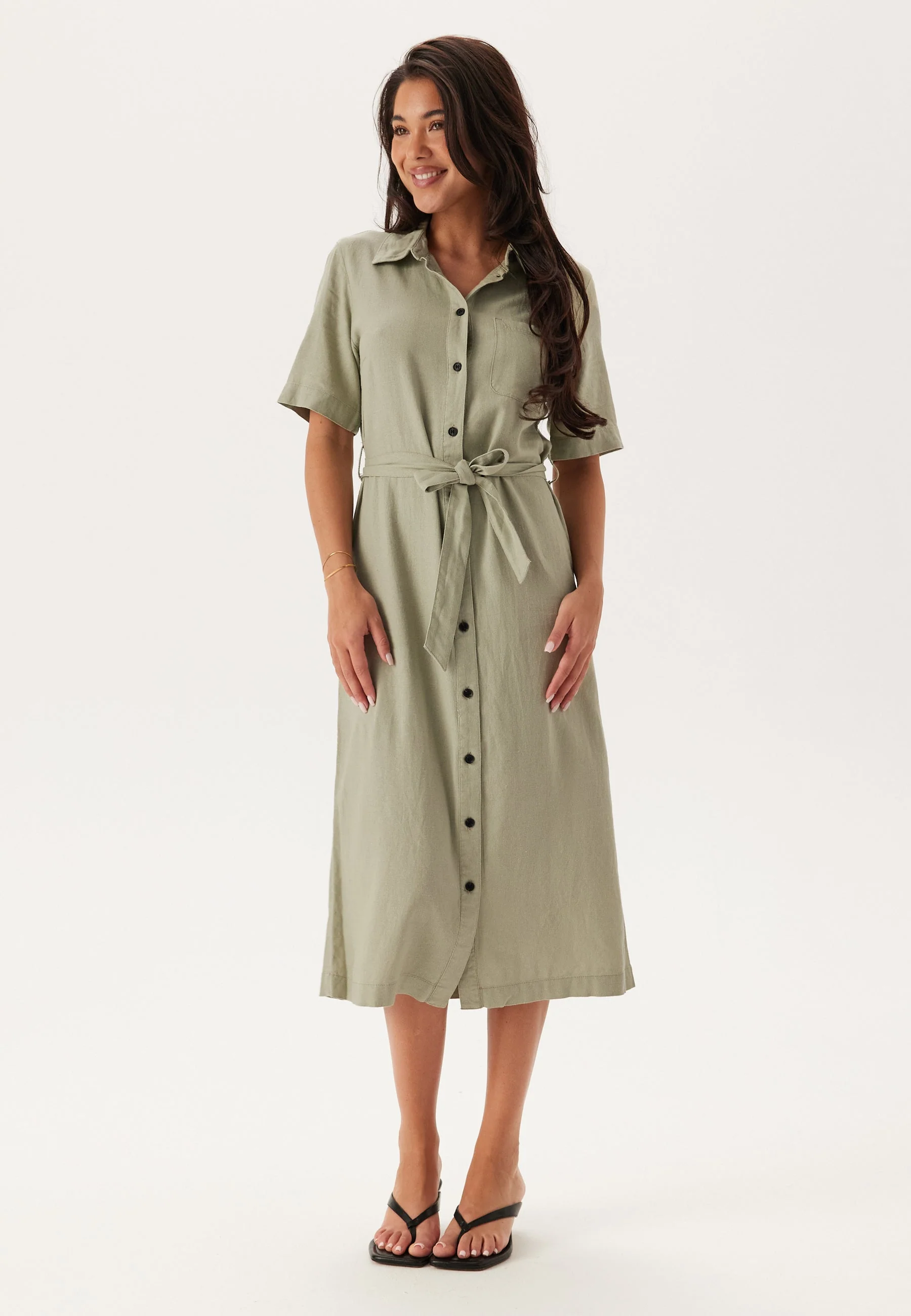 Onlcaro S/S LINEN BL BELT DRES