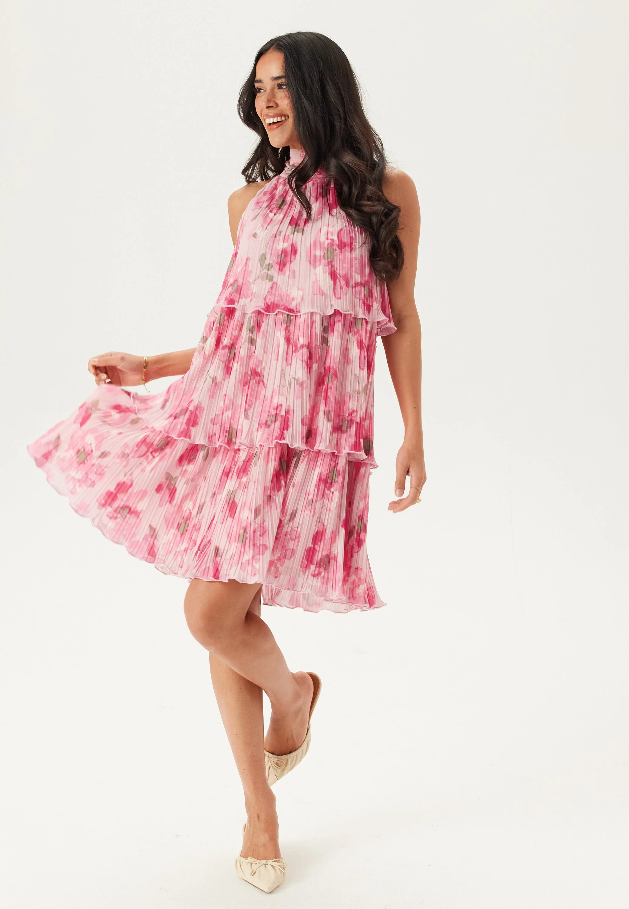 Pleated Flounce Mini Dress - Image 4