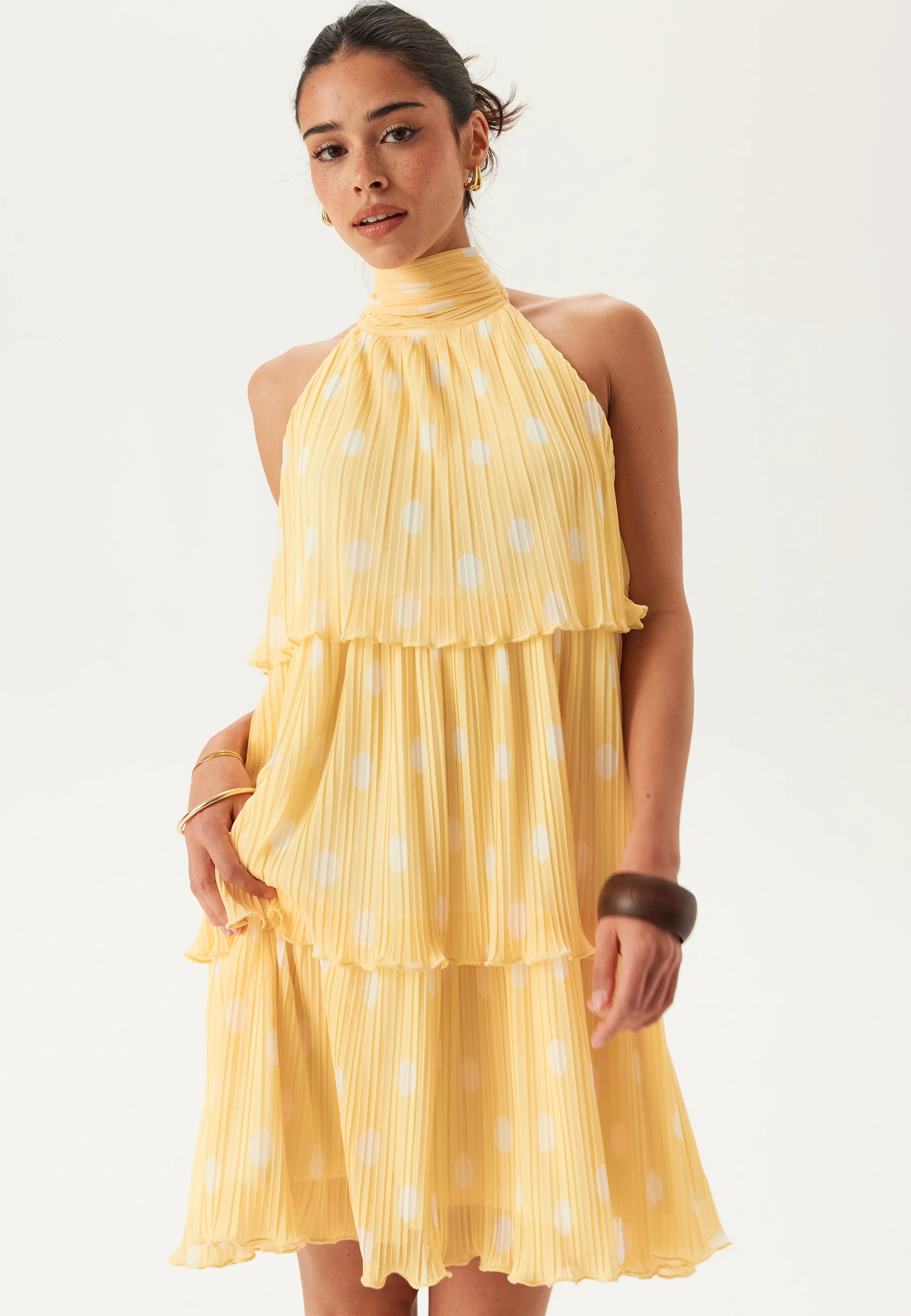 Pleated Flounce Mini Dress - Image 2