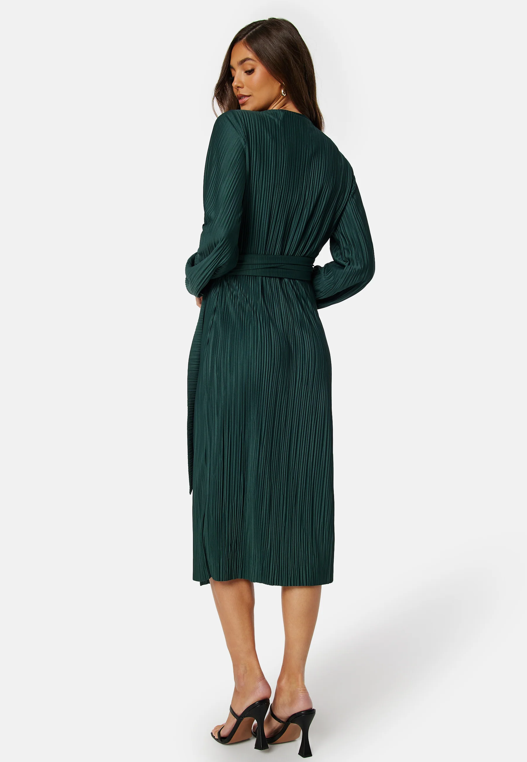 Pleated Wrap Midi Dress - Image 3