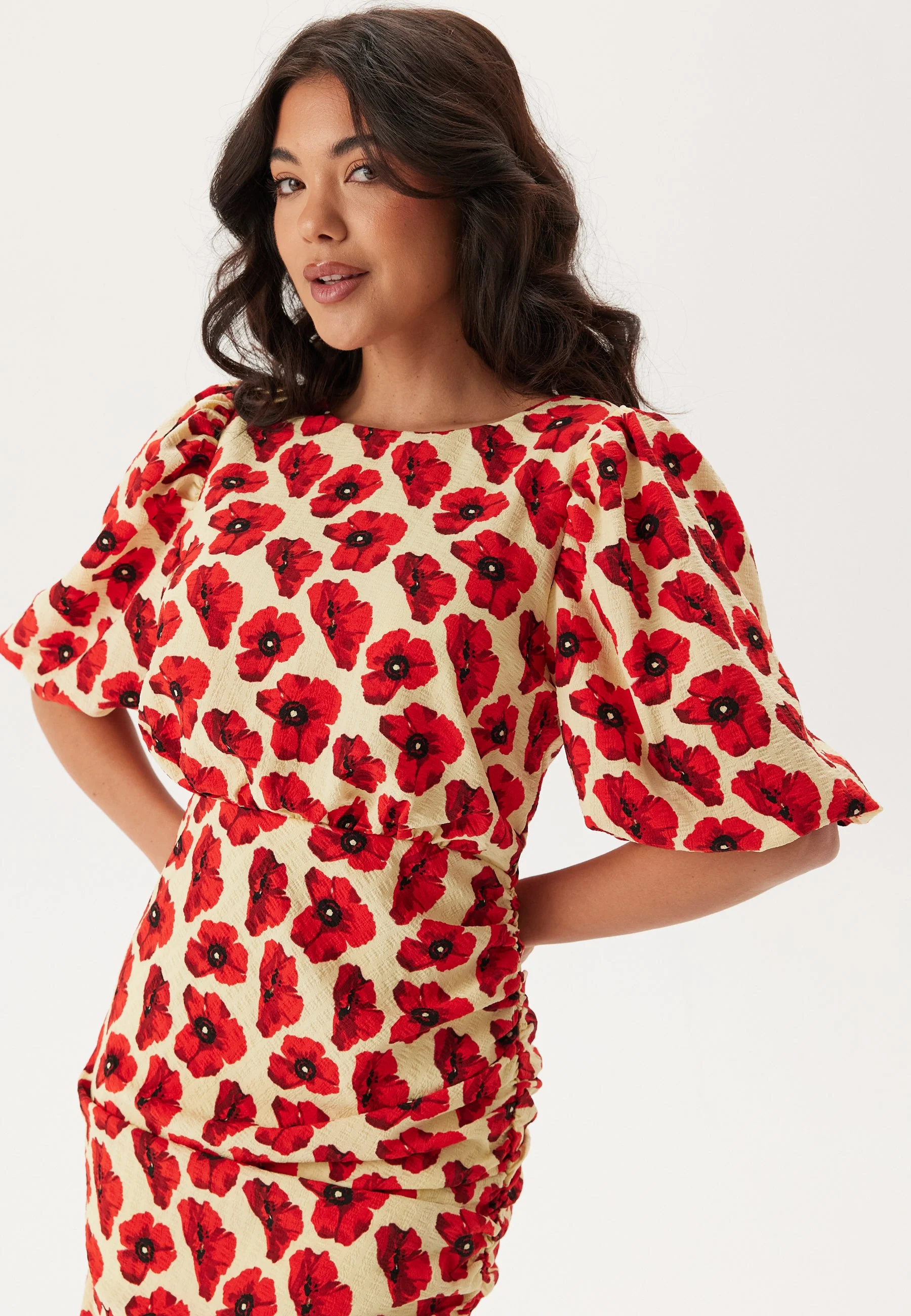 Puff Sleeve Bow Midi Dress - Image 4