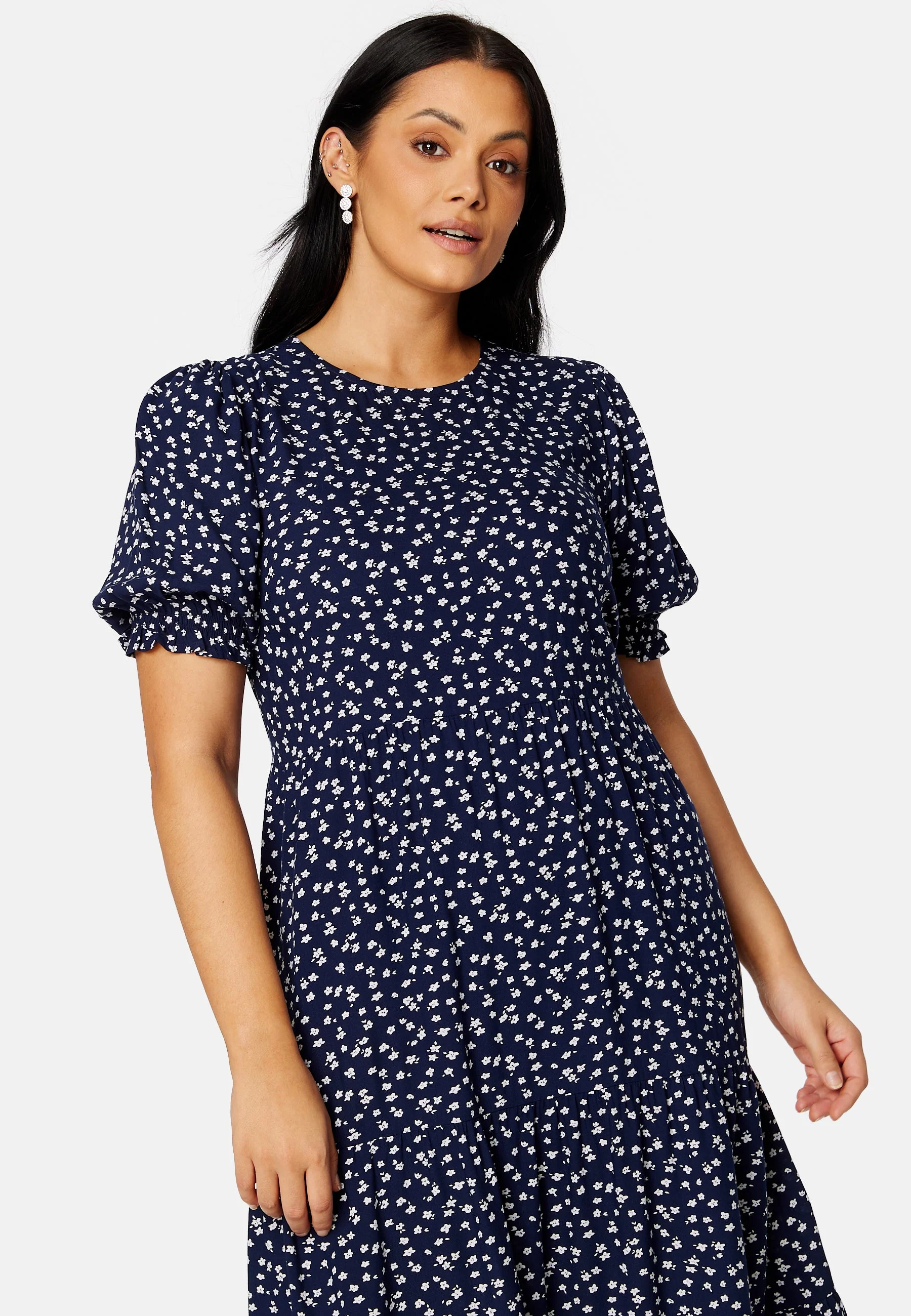 Puff Sleeve Viscose Midi Dress - Image 7